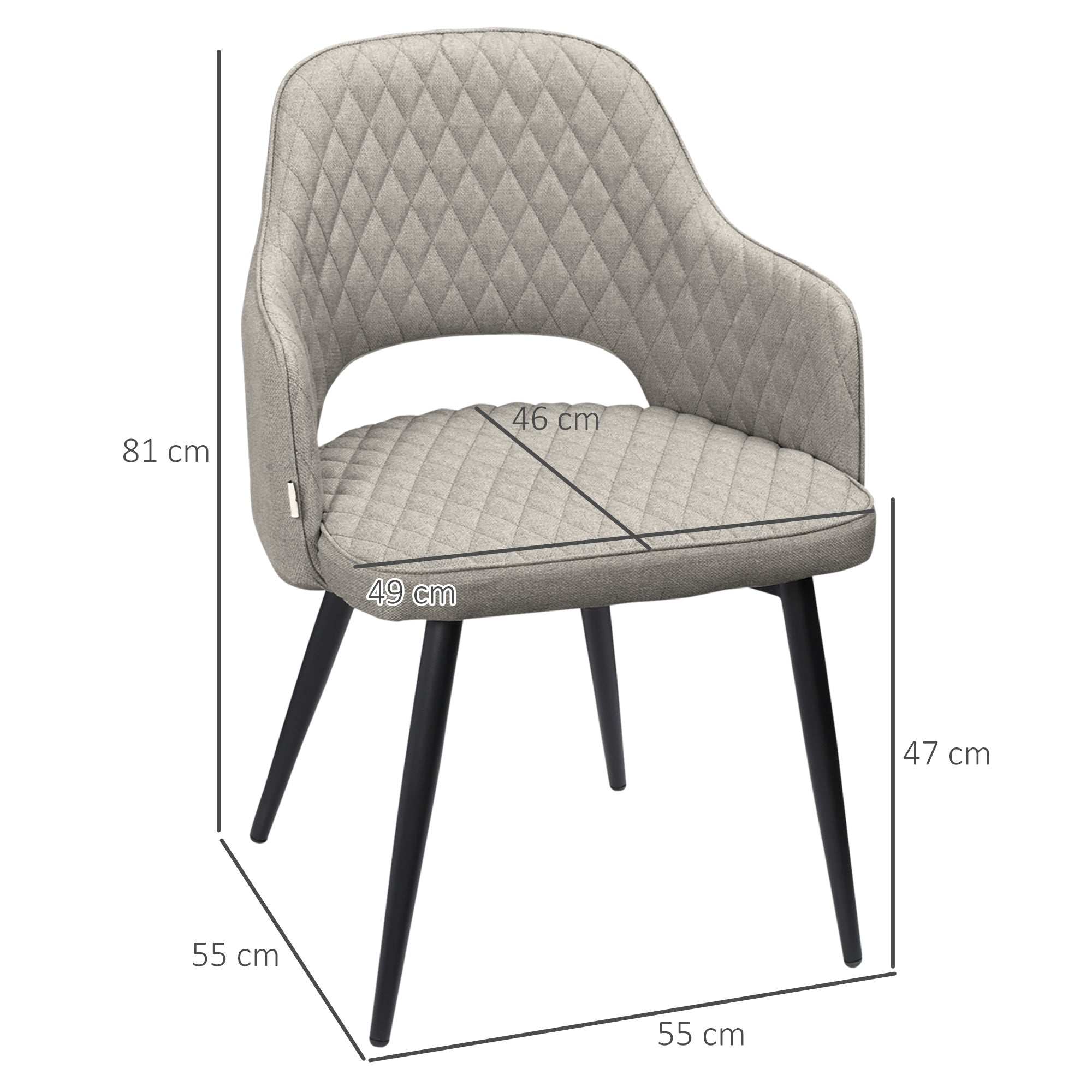 Cadeiras de Sala de Jantar Estofadas em Tecido Bege 55x55x81cm