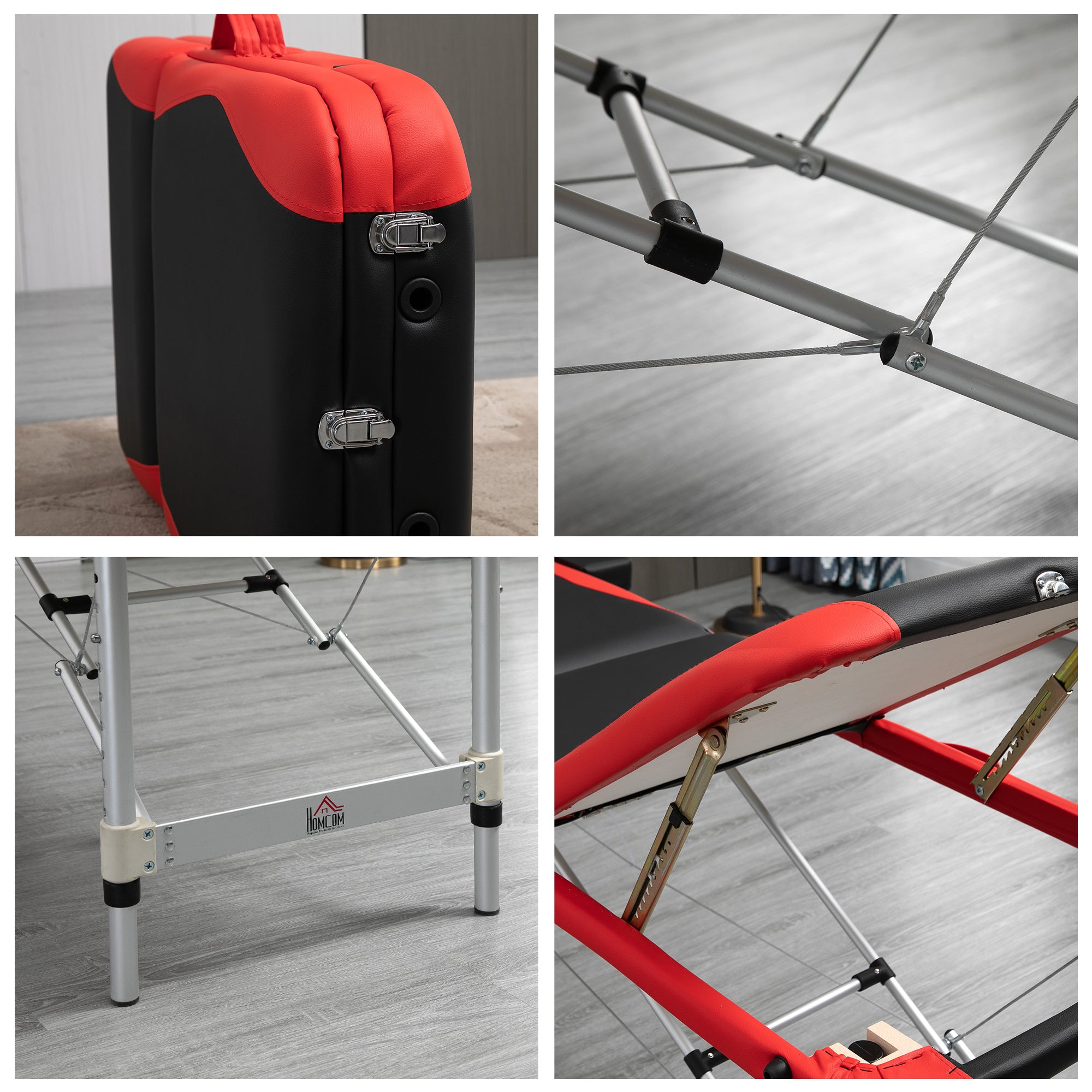 Marquesa de Massagem Dobrável 215x60x61-84 cm Preto e Vermelho