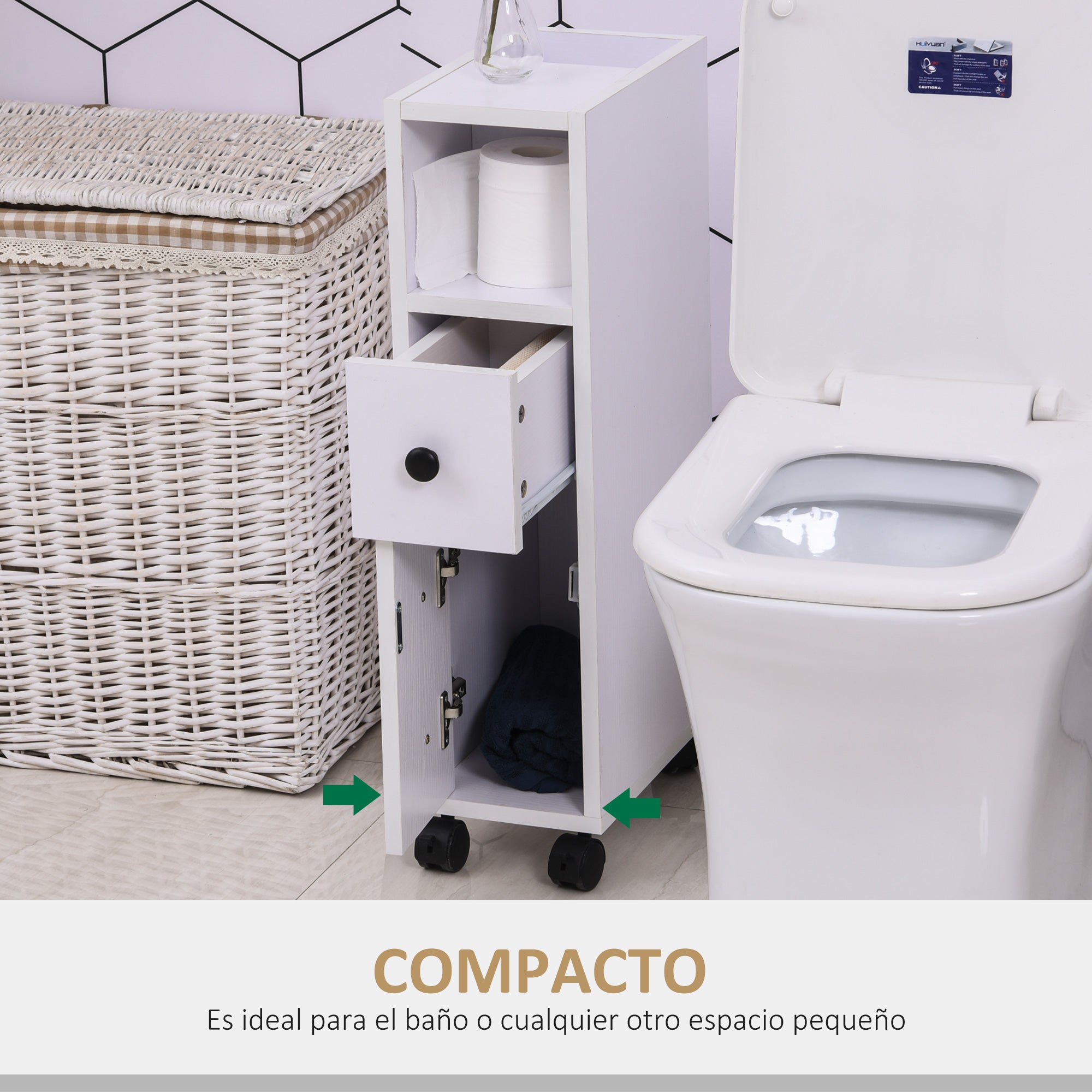 Armário Compacto para Casa de Banho 18x30x68.5cm - Branco