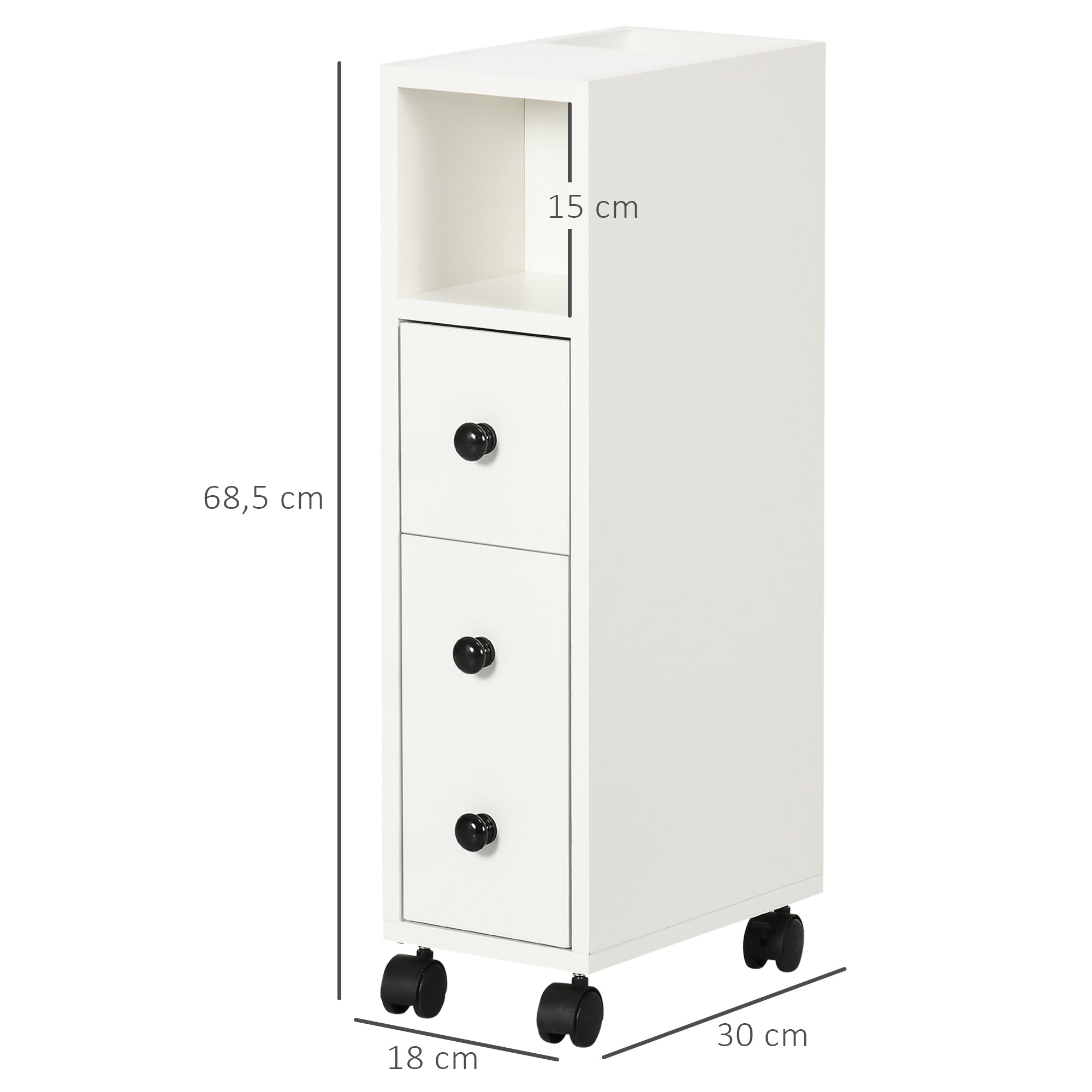 Armário Compacto para Casa de Banho 18x30x68.5cm - Branco