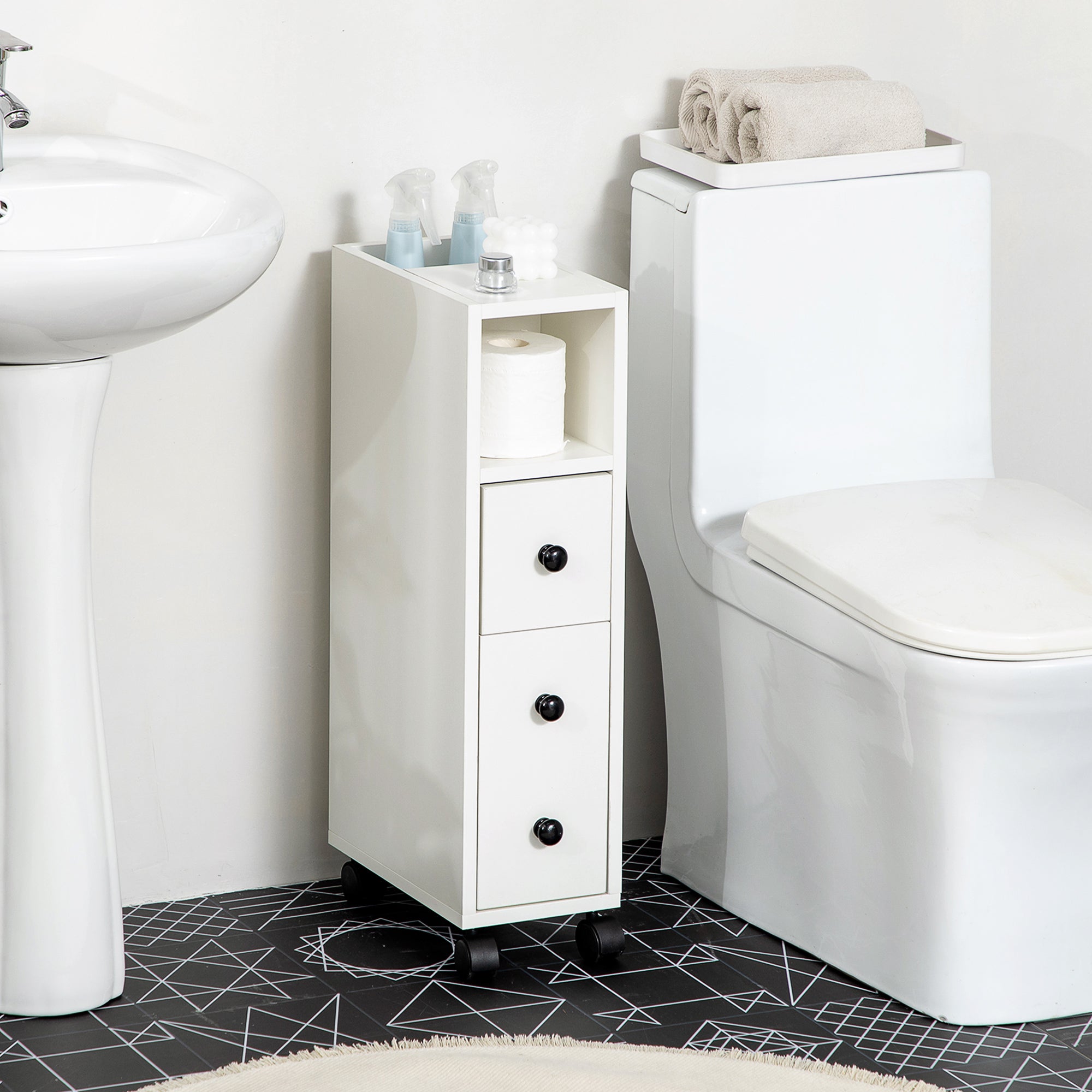 Armário Compacto para Casa de Banho 18x30x68.5cm - Branco