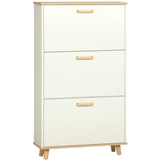 Sapateira Moderna com 3 Gavetas Abatíveis para 12 Pares de Sapatos 70x23,5x122cm Branco e Madeira