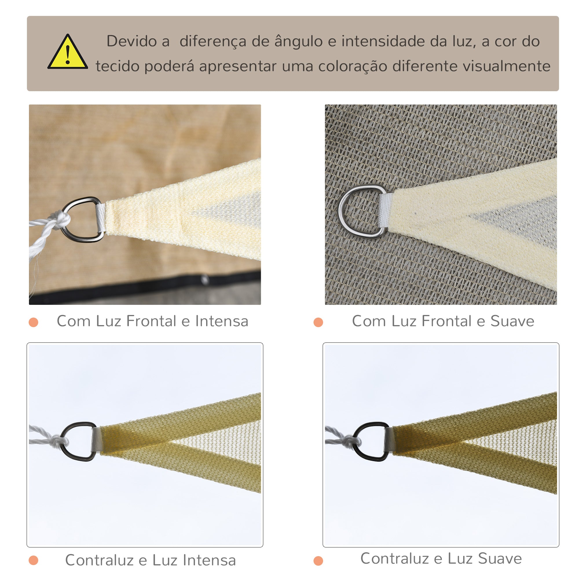 Vela de Sombra Triangular Creme Branco 500x500x500 cm
