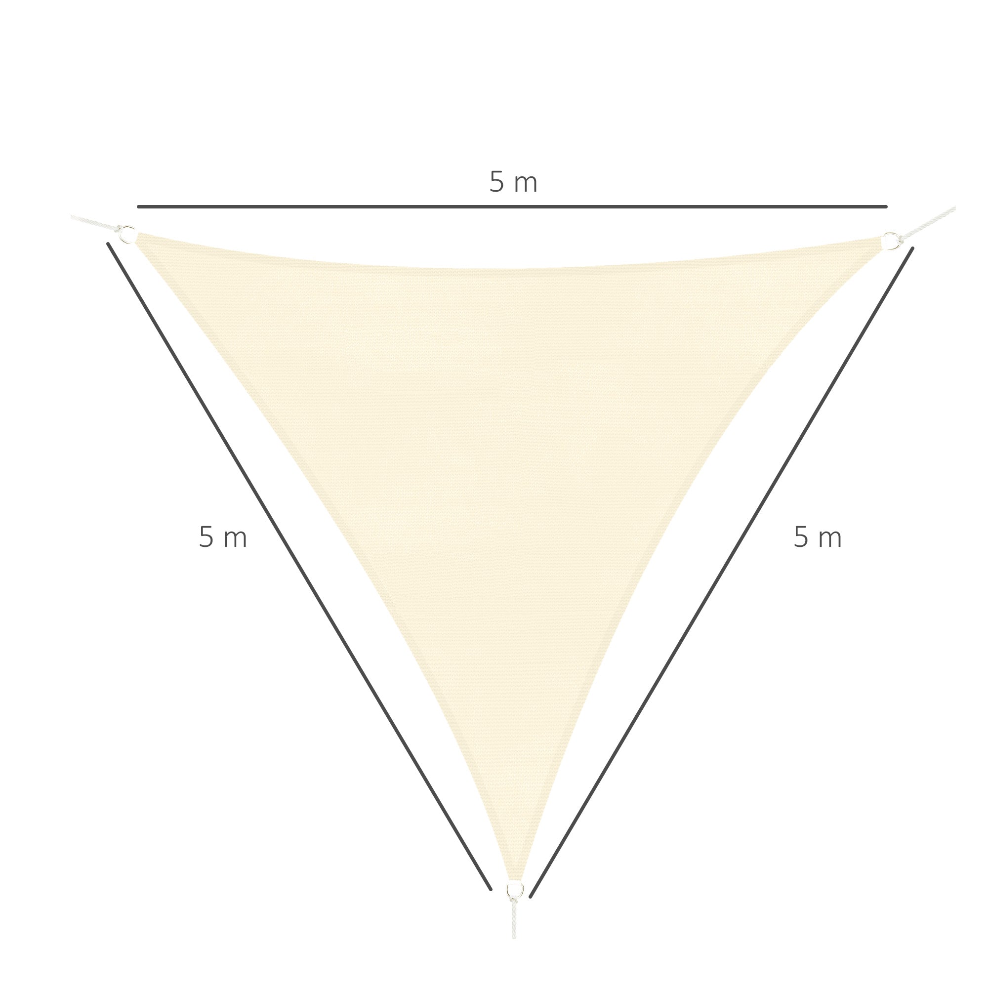 Vela de Sombra Triangular Creme Branco 500x500x500 cm