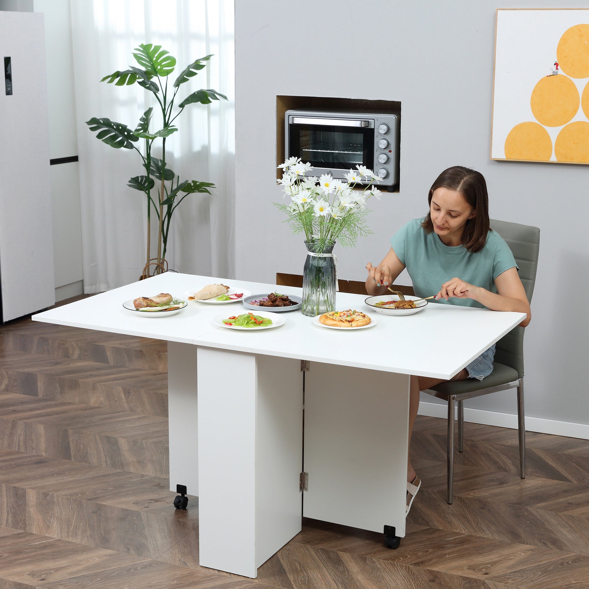 Mesa de Sala de Jantar Dobrável 75x140x74 cm Branco
