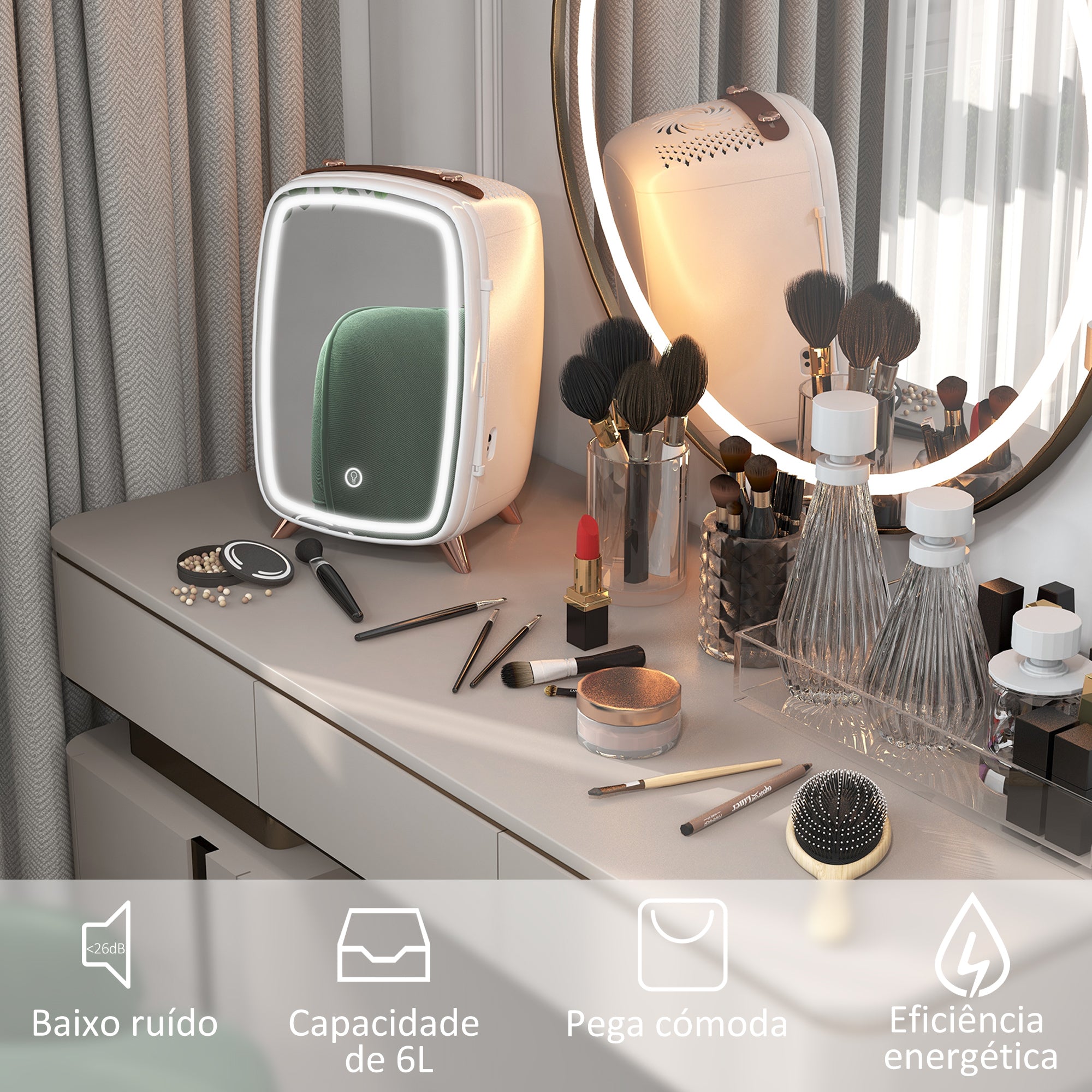 Mini Frigorífico de Cosméticos 6L Branco 24,3x19,4x35,6 cm