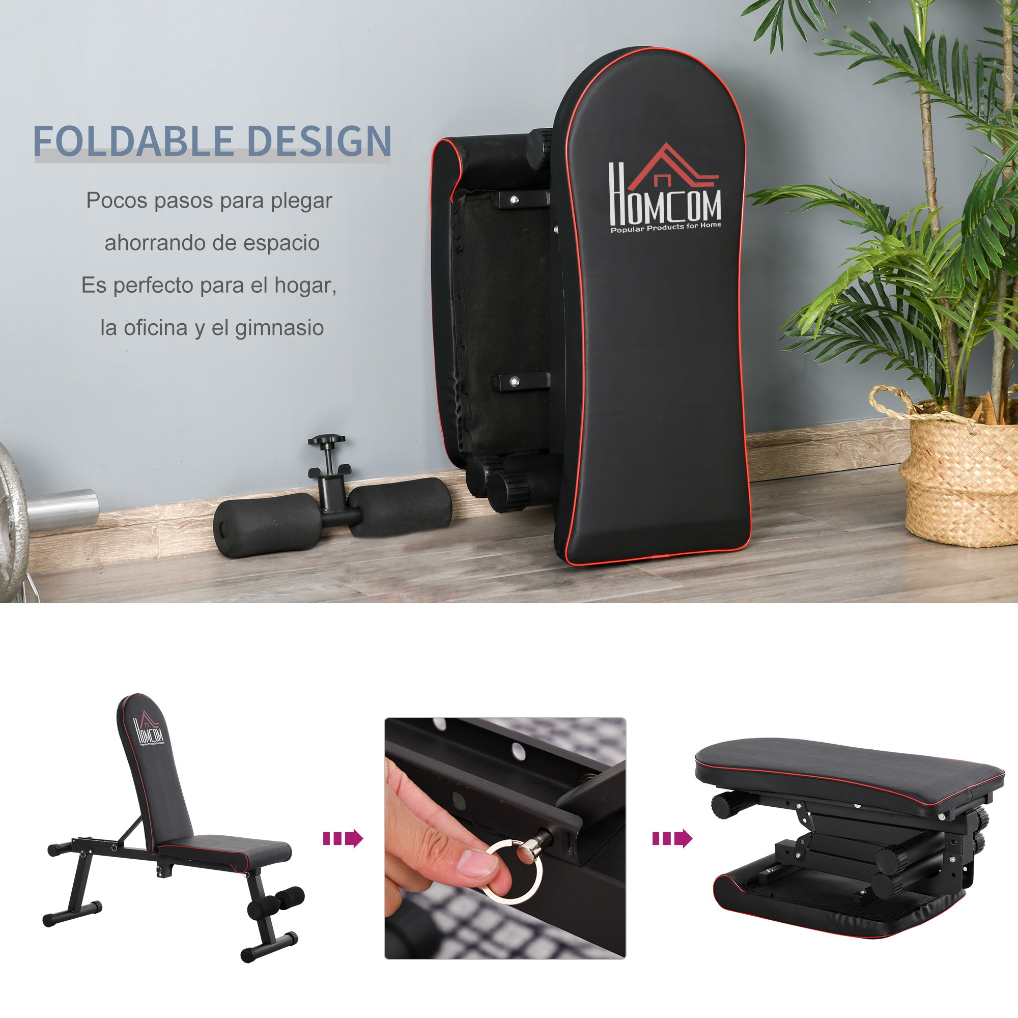 Banco de Peso Dobrável Preto 130x37x (45-108) cm