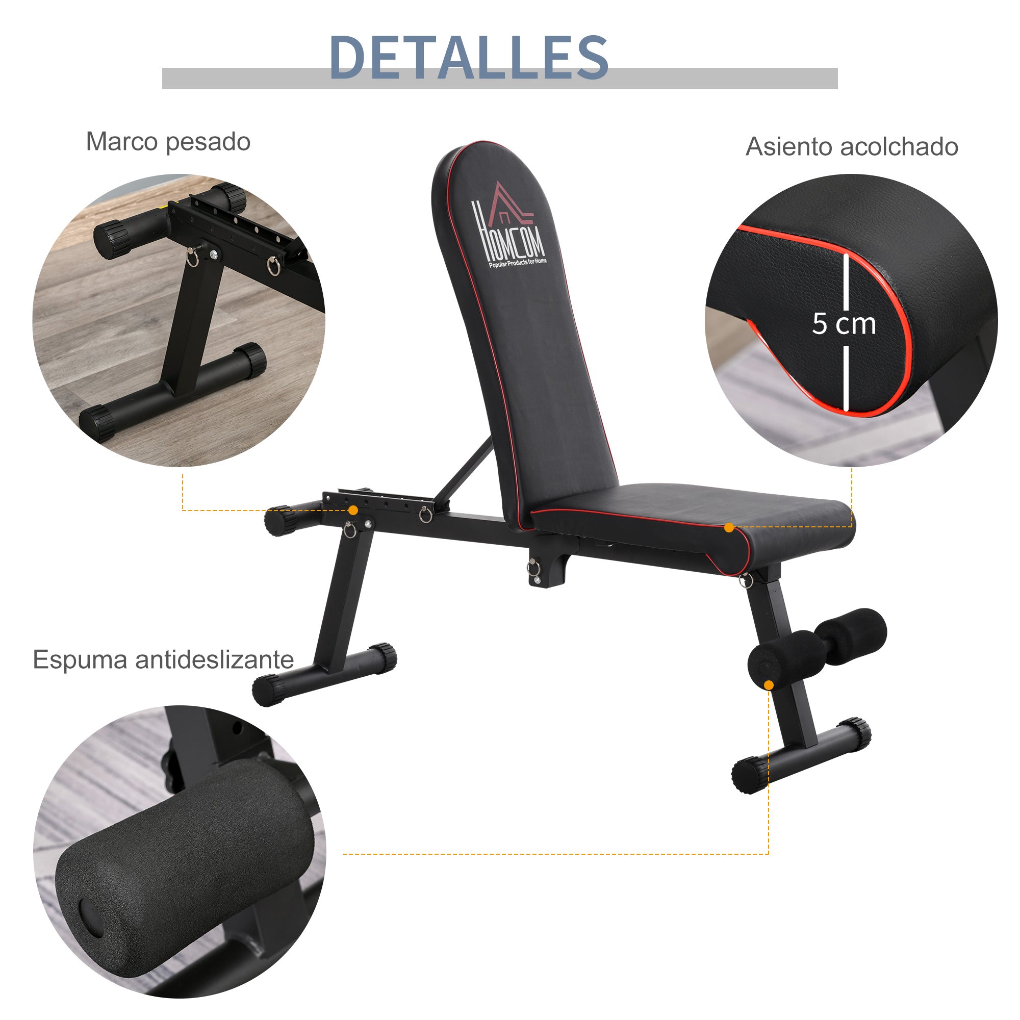 Banco de Peso Dobrável Preto 130x37x (45-108) cm