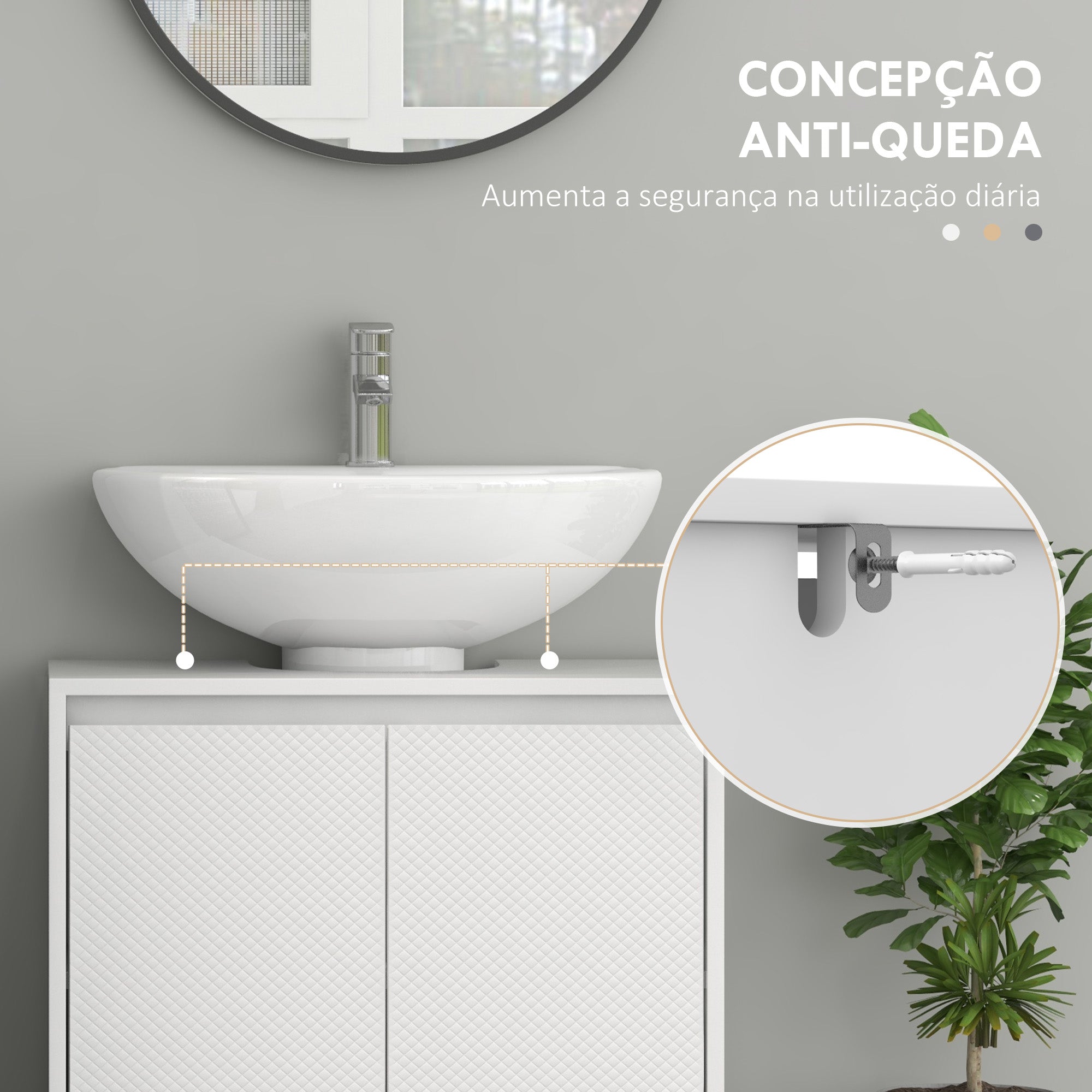 Móvel para Lavatório Moderno 60x30x60 cm - Branco
