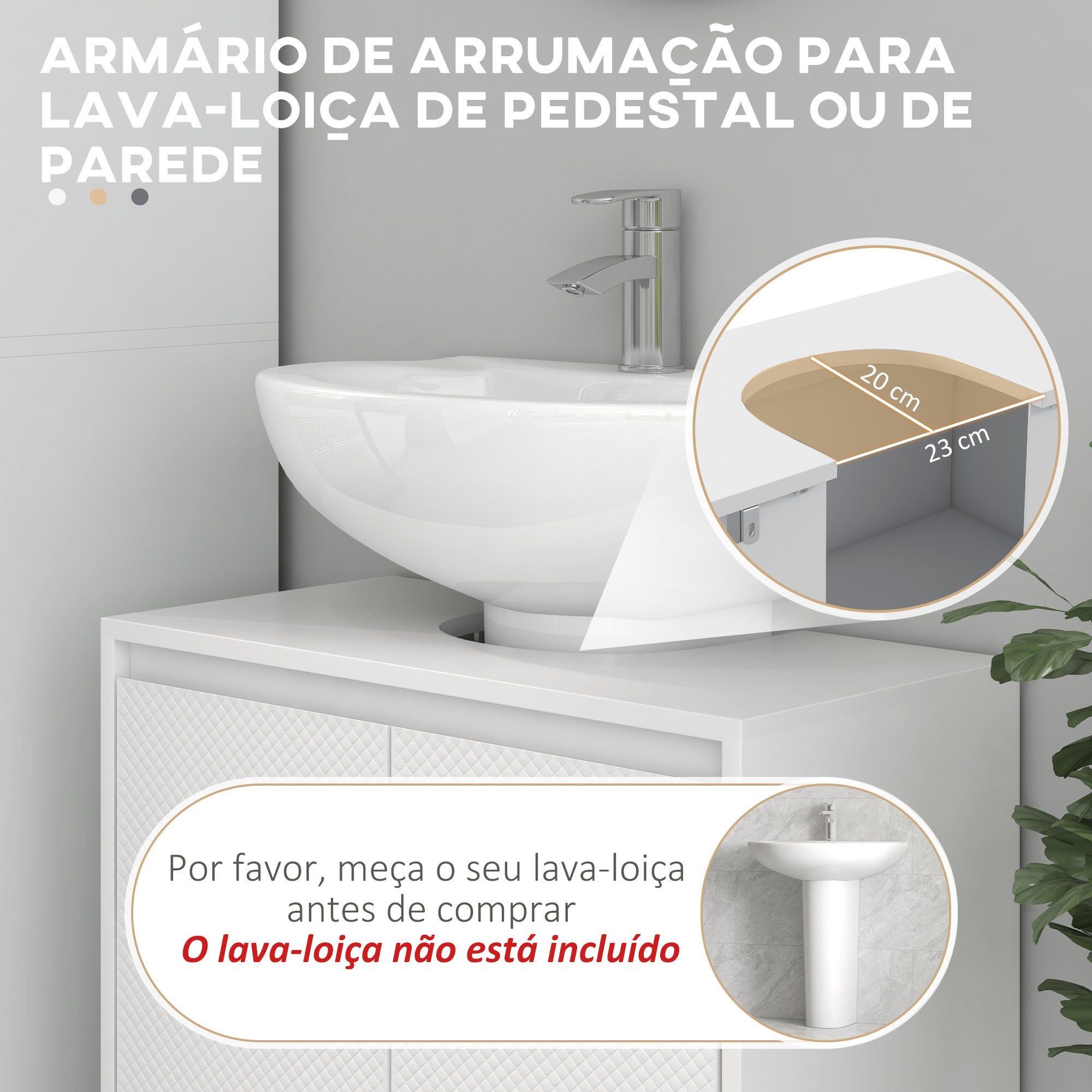 Móvel para Lavatório Moderno 60x30x60 cm - Branco