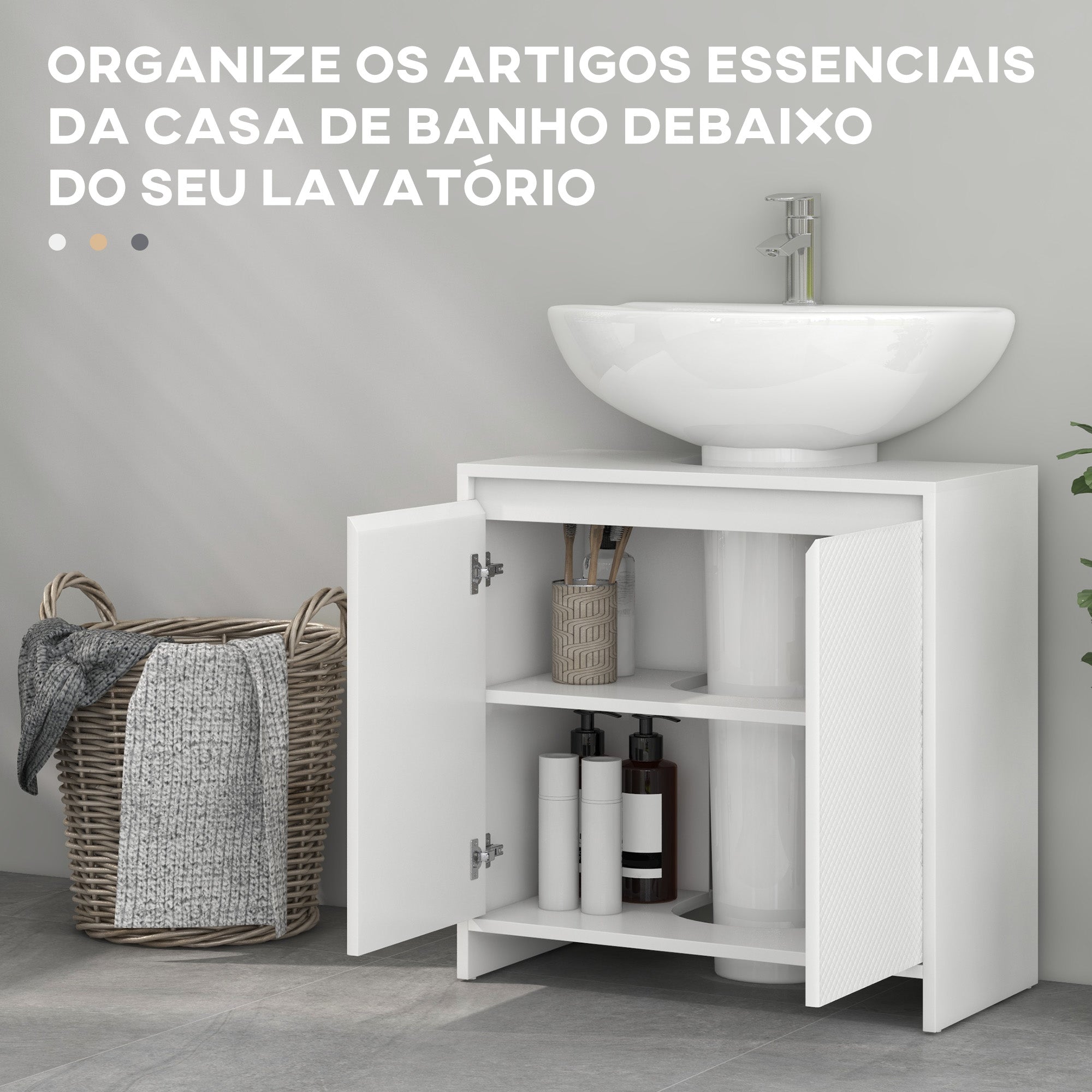 Móvel para Lavatório Moderno 60x30x60 cm - Branco
