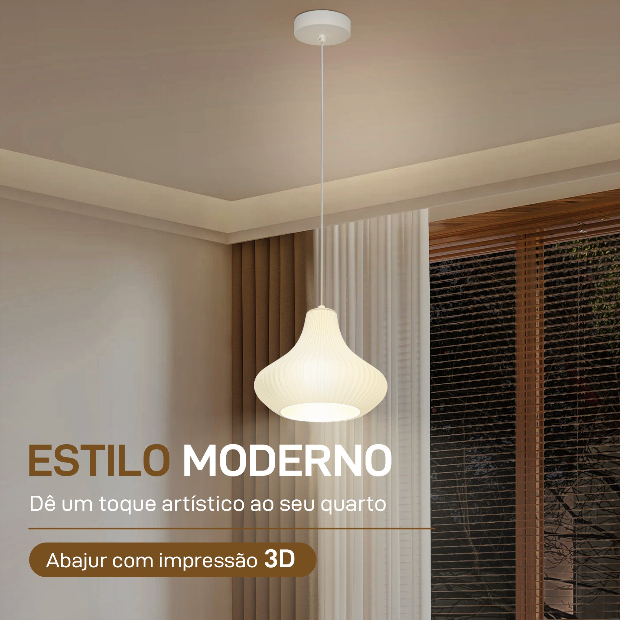 Candeeiro Suspenso Moderno Ø20,5x17,5 cm - Branco