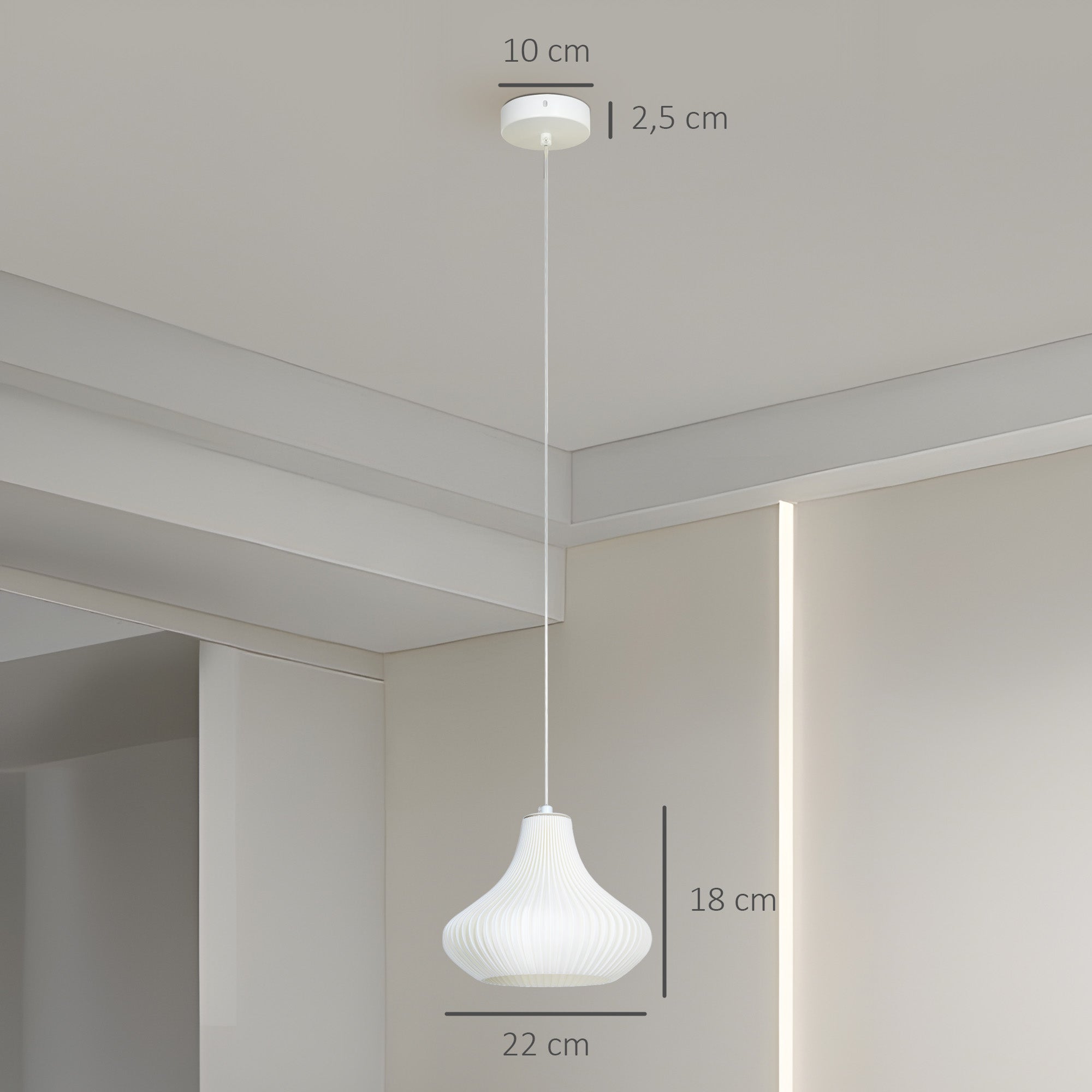 Candeeiro Suspenso Moderno Ø20,5x17,5 cm - Branco