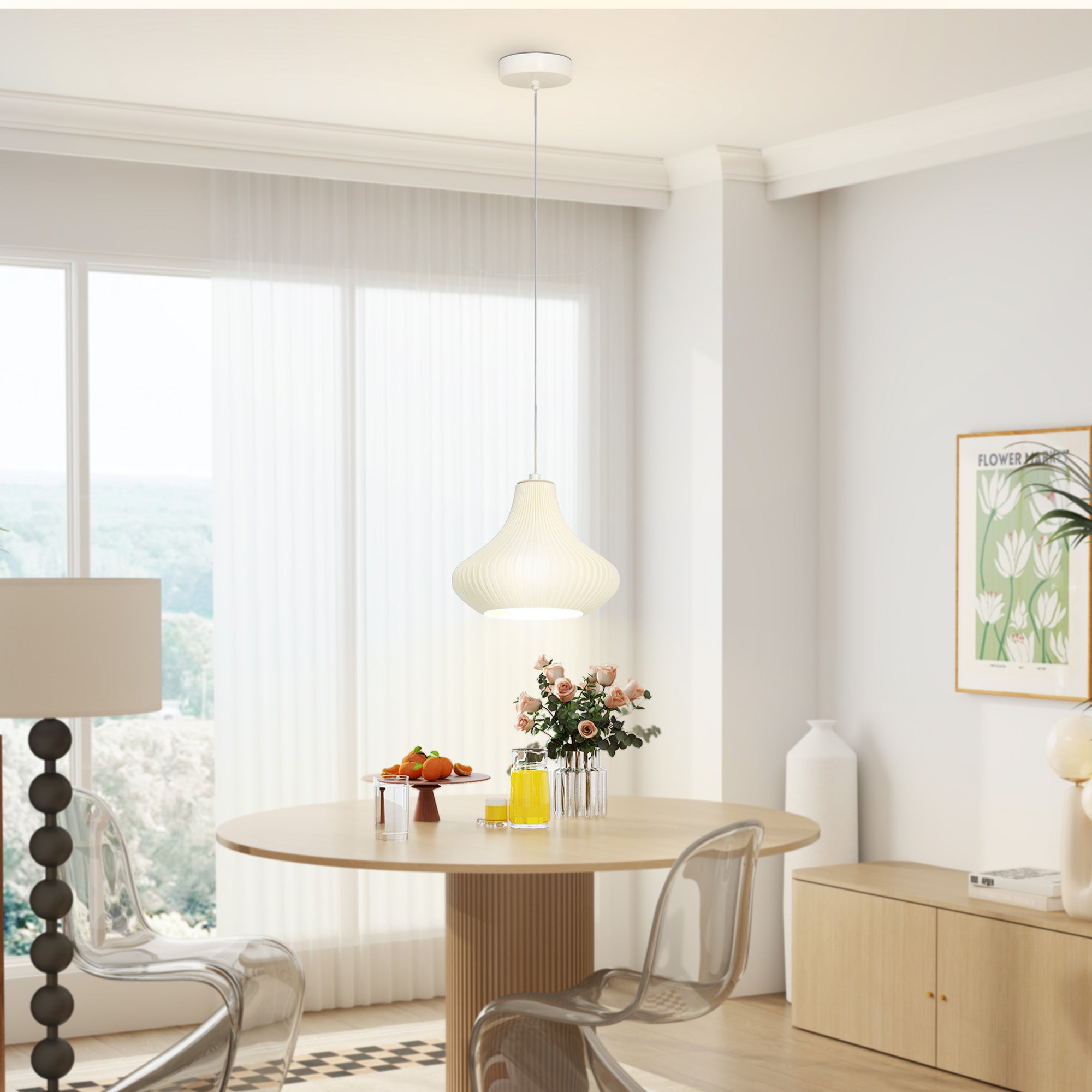 Candeeiro Suspenso Moderno Ø20,5x17,5 cm - Branco