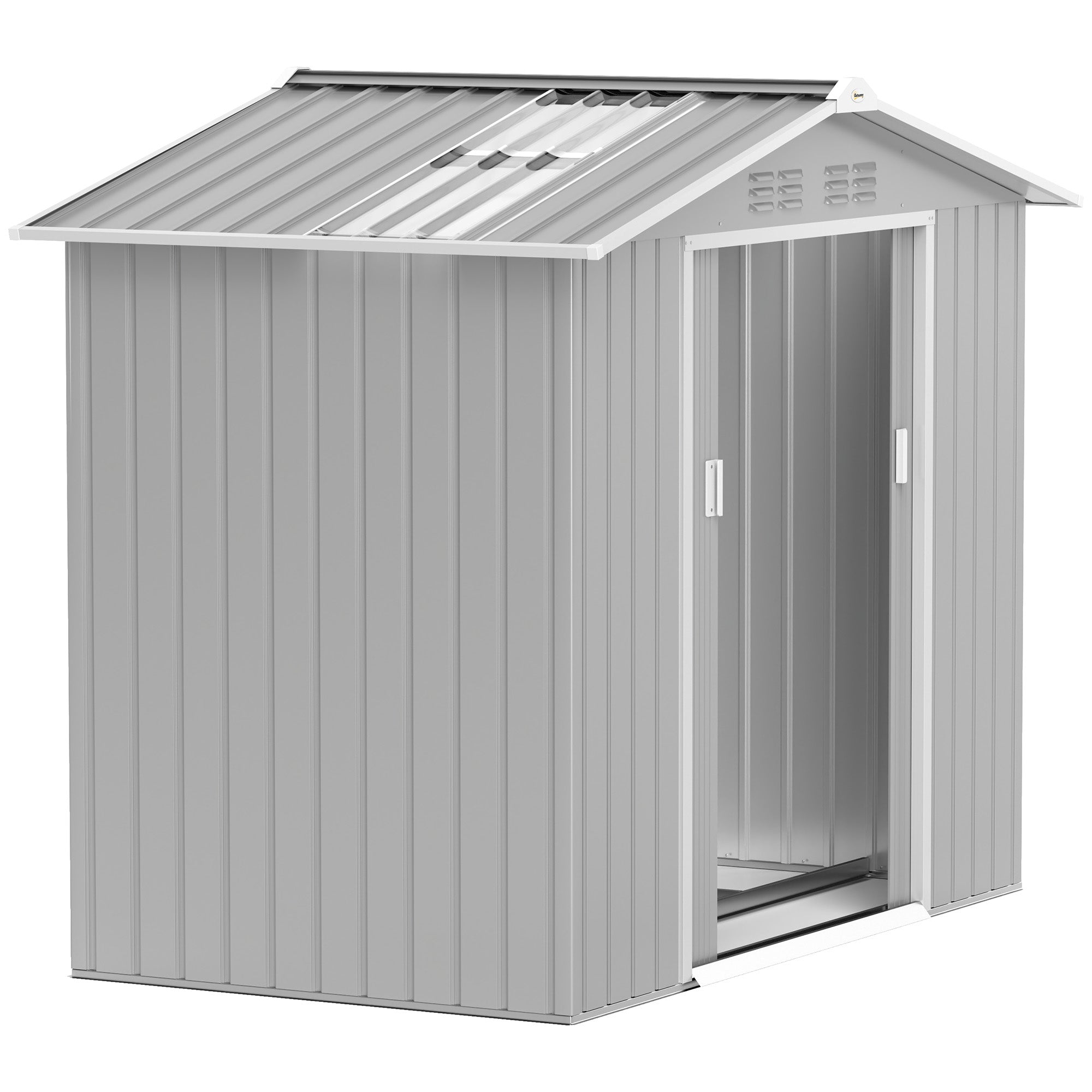 Abrigo de Jardim Metálico 213x130x185 cm - Cinza Claro