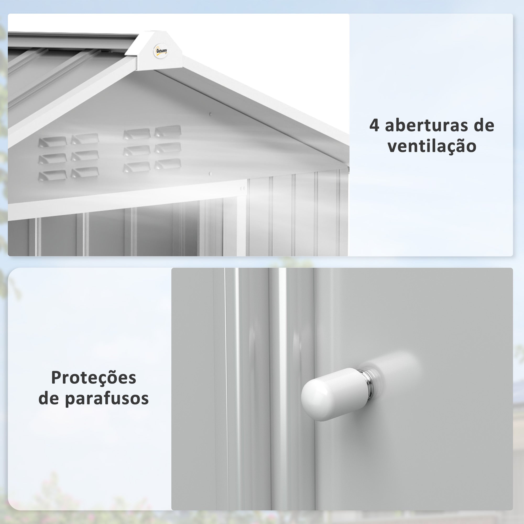 Abrigo de Jardim Metálico 213x130x185 cm - Cinza Claro