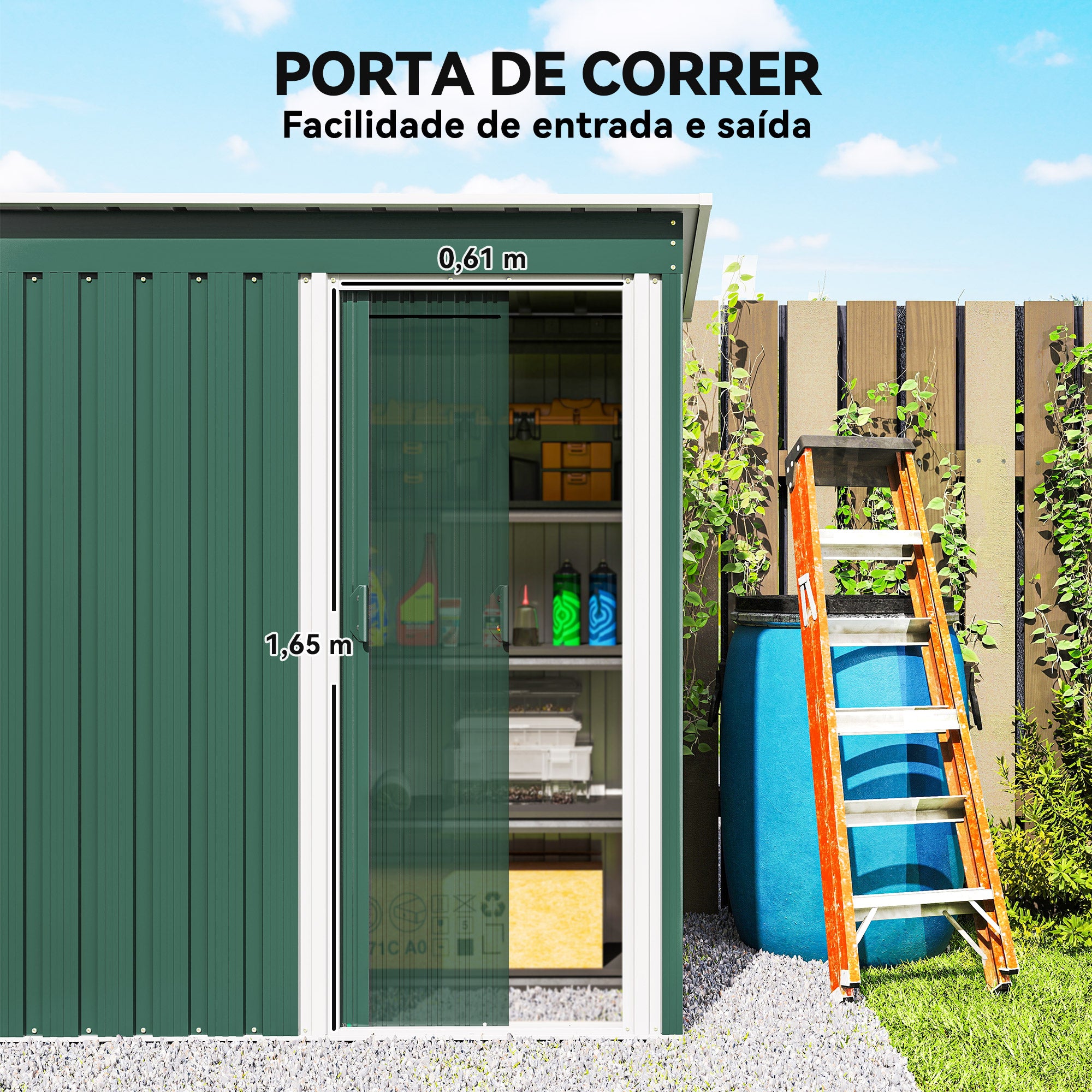 Abrigo de Jardim Exterior Verde 163x89x182 cm - Armazenamento para Ferramentas de Jardim