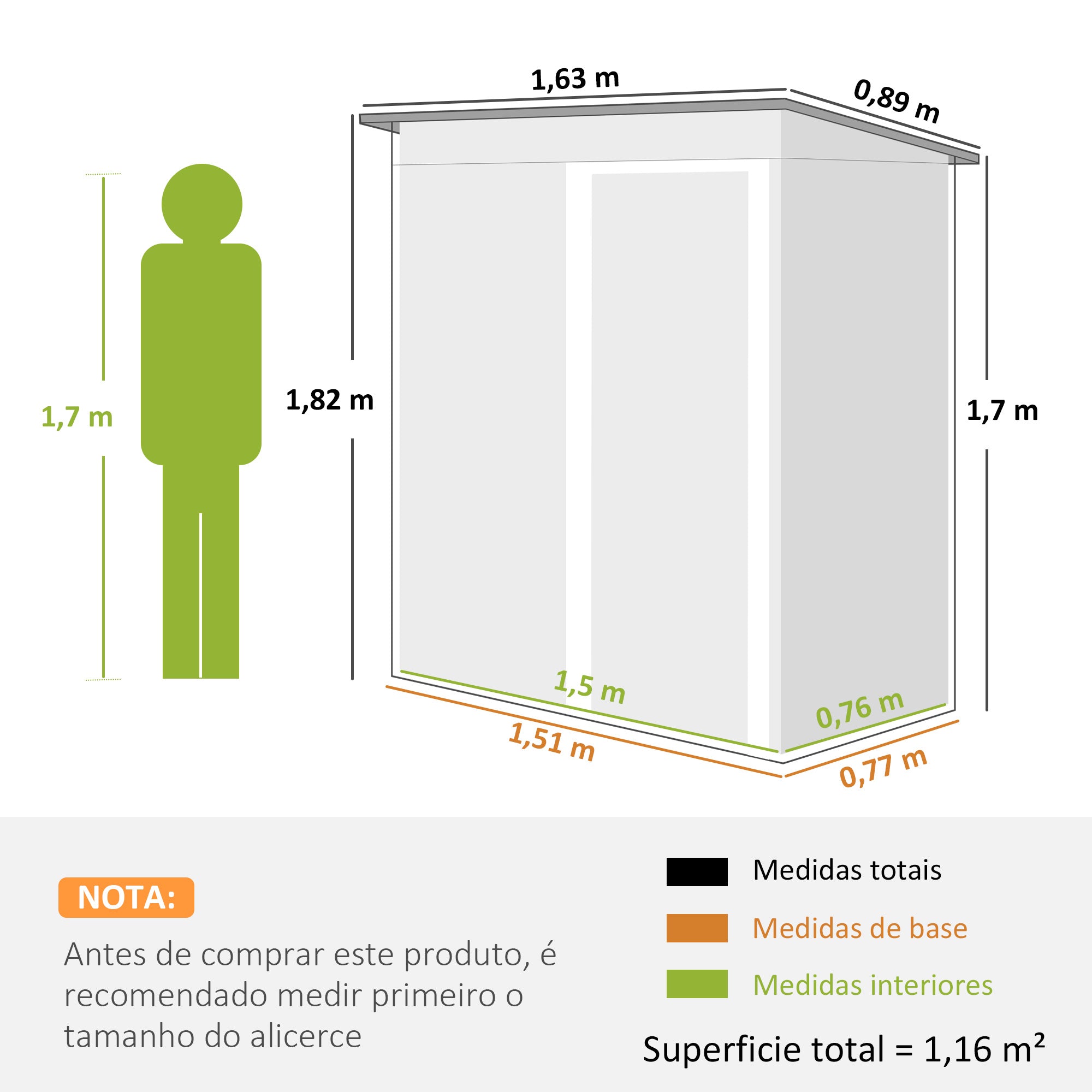 Abrigo de Jardim Exterior Verde 163x89x182 cm - Armazenamento para Ferramentas de Jardim