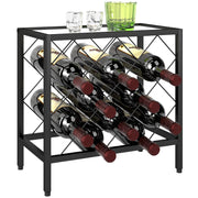 Suporte para Garrafas de Vinho Preto 41x22x41 cm - Bancada em Vidro Temperado