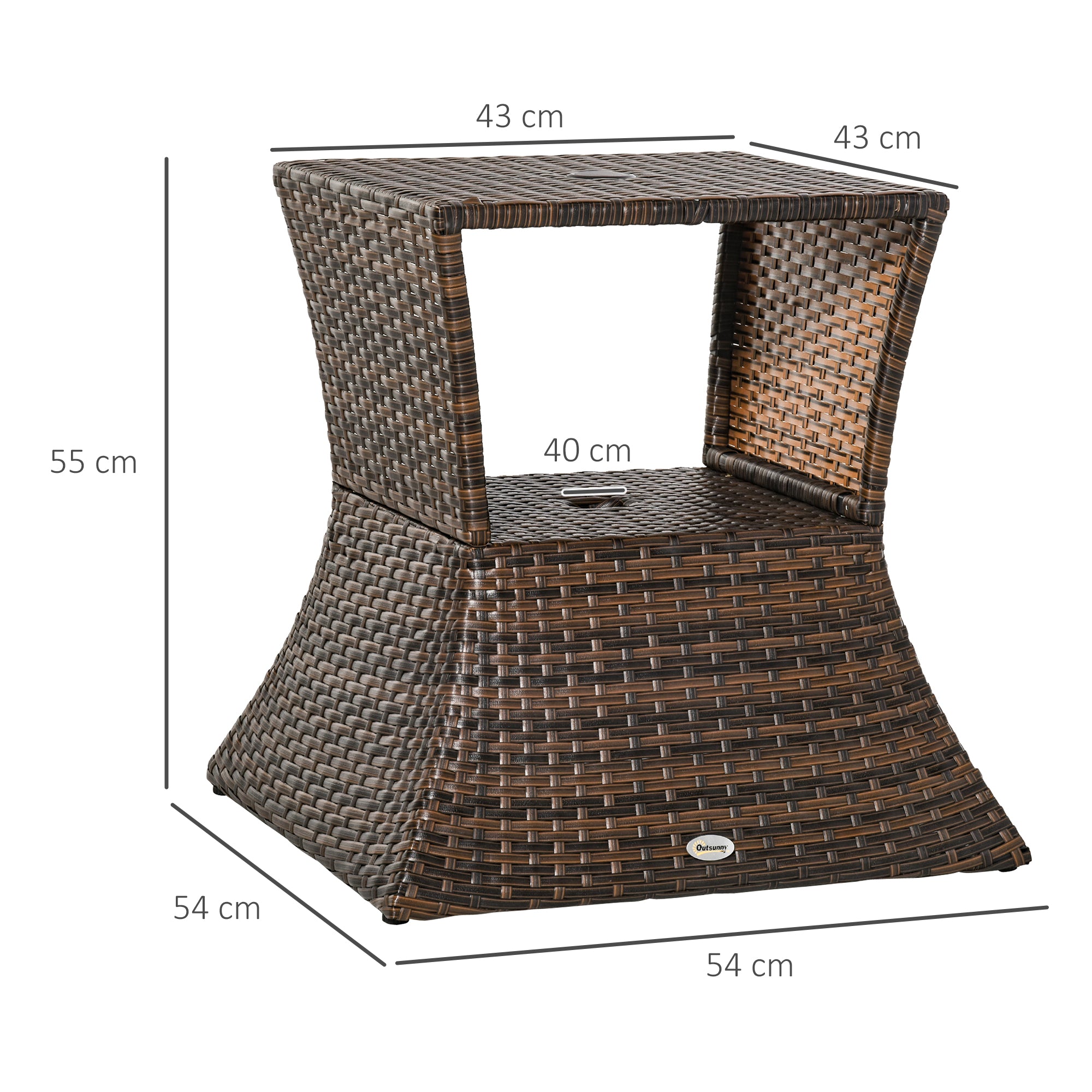 Mesa de Centro Vime Exterior 54x54x55cm - Cor Castanho