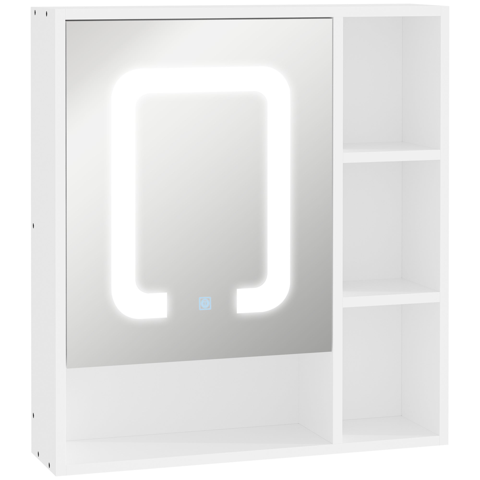 Armário de Casa de Banho com Espelho LED 60x15x65cm - Branco