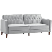 Sofá 2 Lugares Conversível em Cama Aveludada - 189x80,5x78,5 cm - Cinza Claro