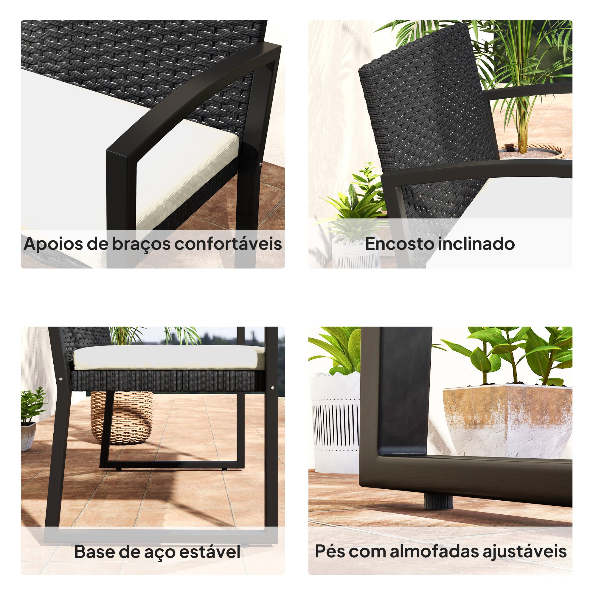 Banco de Jardim em Vime Sintético Bege 103x58x78 cm