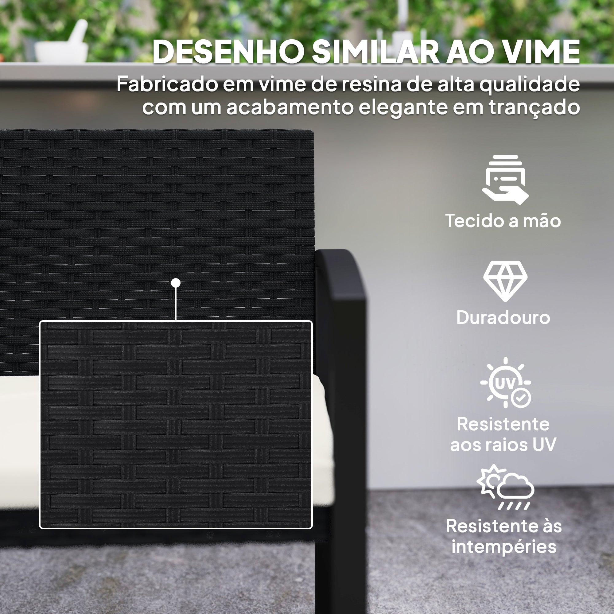 Banco de Jardim em Vime Sintético Bege 103x58x78 cm
