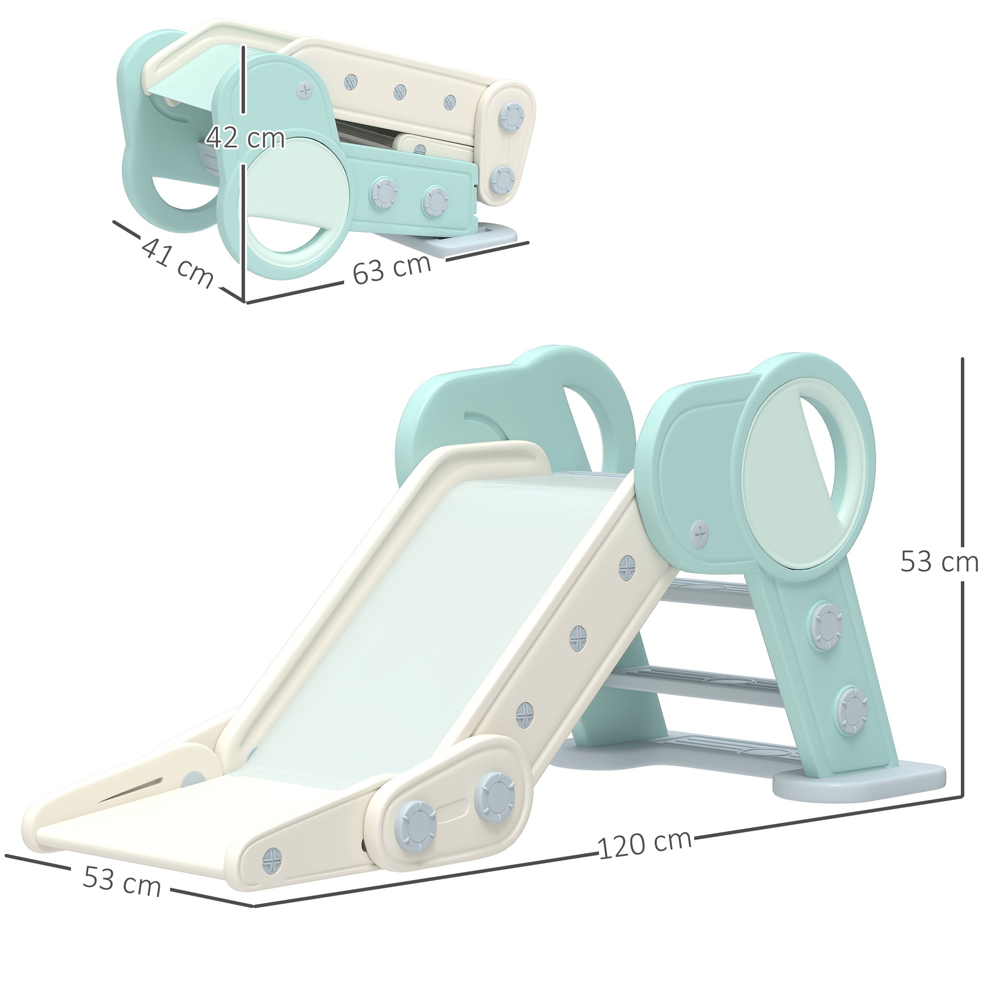 Escorrega Infantil Dobrável 120x53x53 cm - Verde Claro