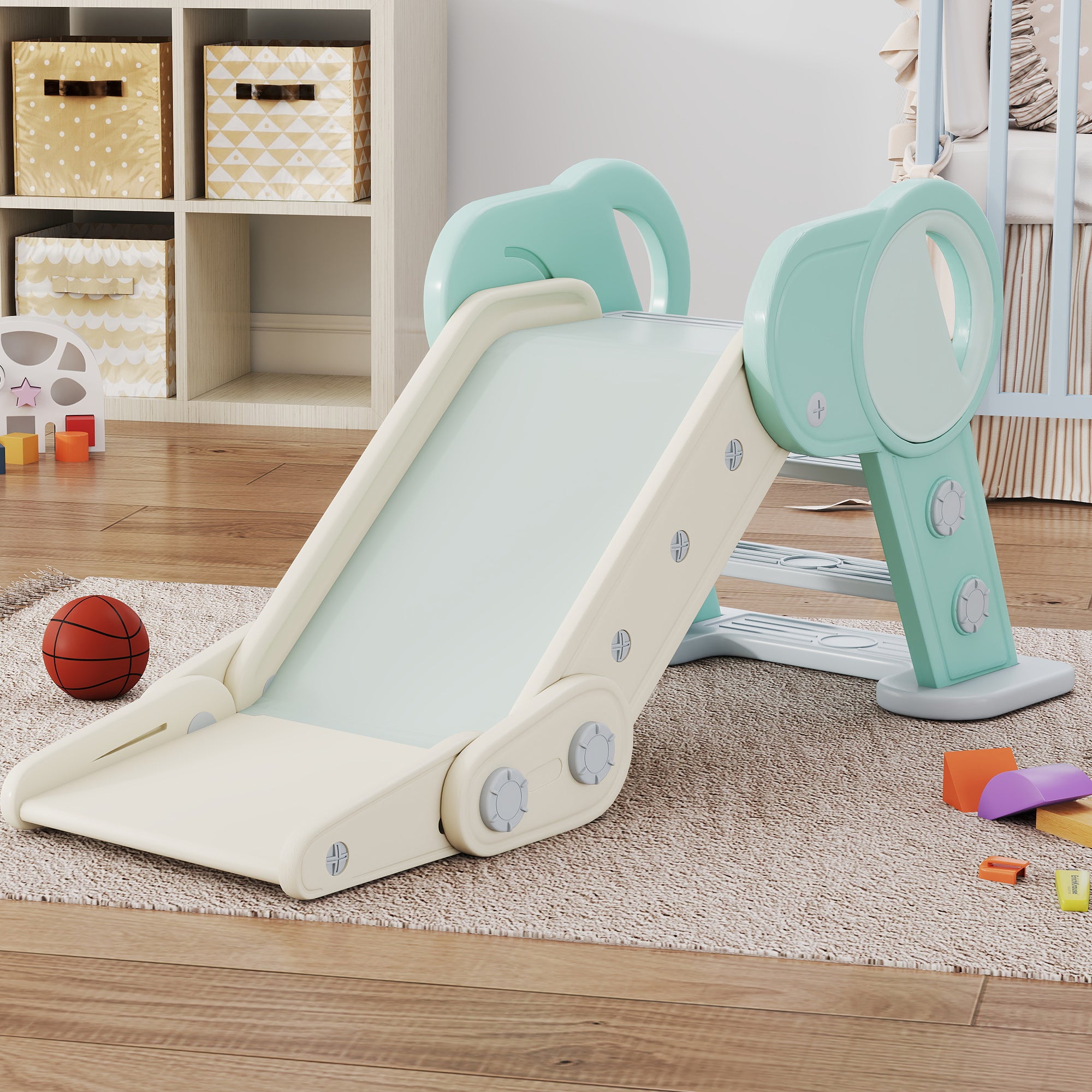 Escorrega Infantil Dobrável 120x53x53 cm - Verde Claro