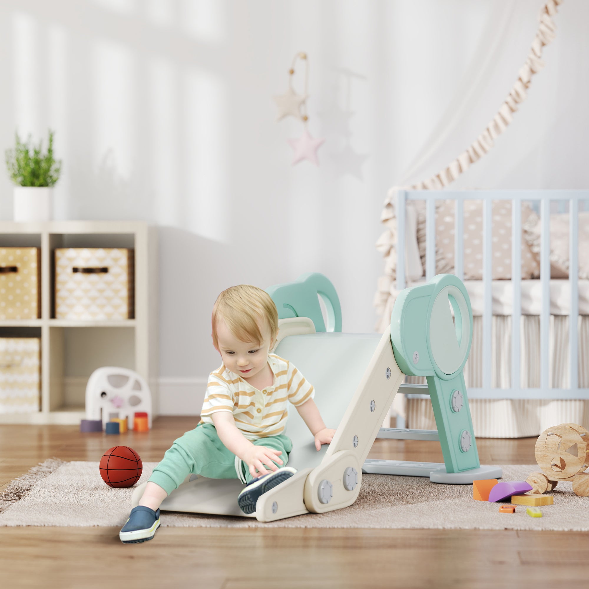Escorrega Infantil Dobrável 120x53x53 cm - Verde Claro