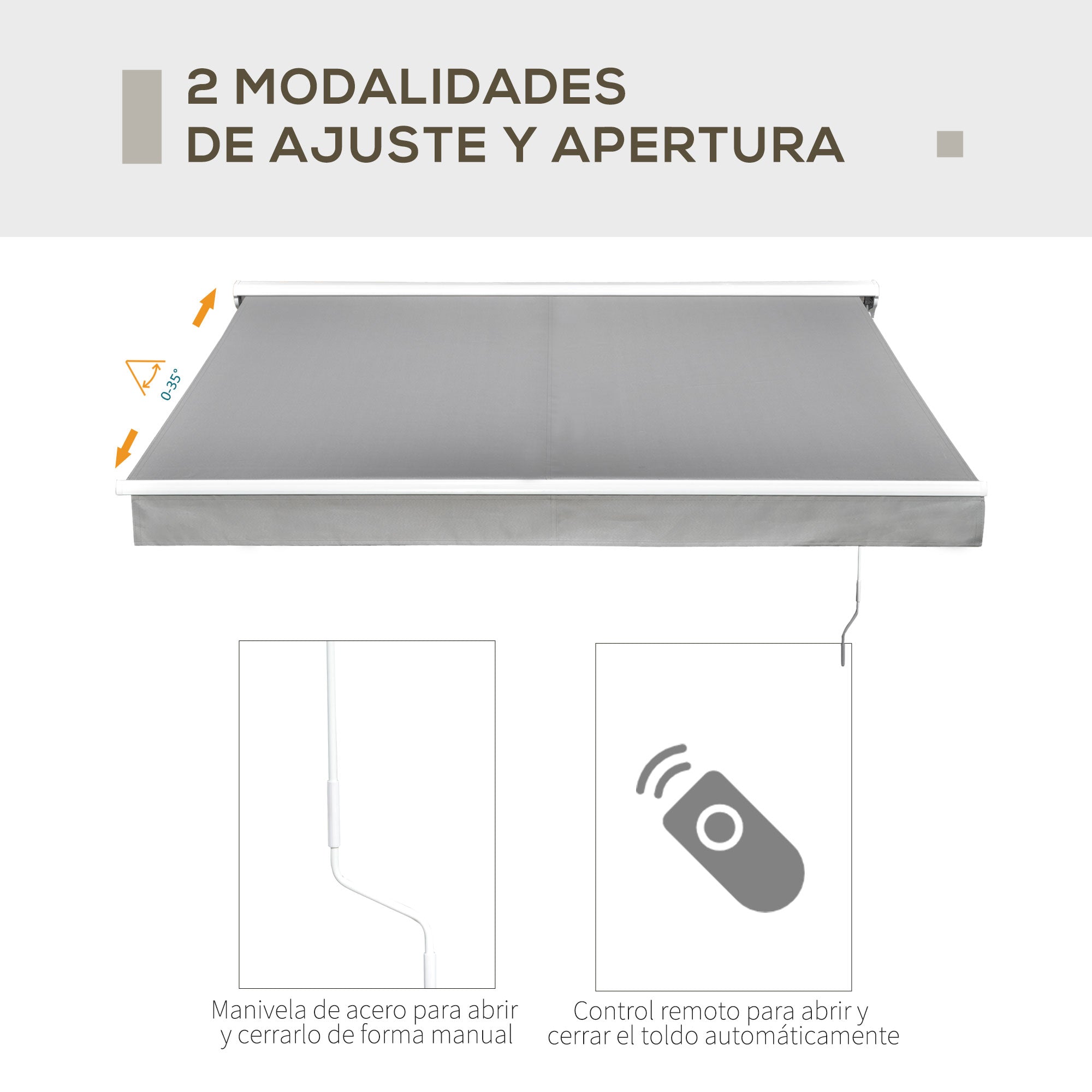 Toldo Retrátil 250x200 cm Cinzento com Luzes LED