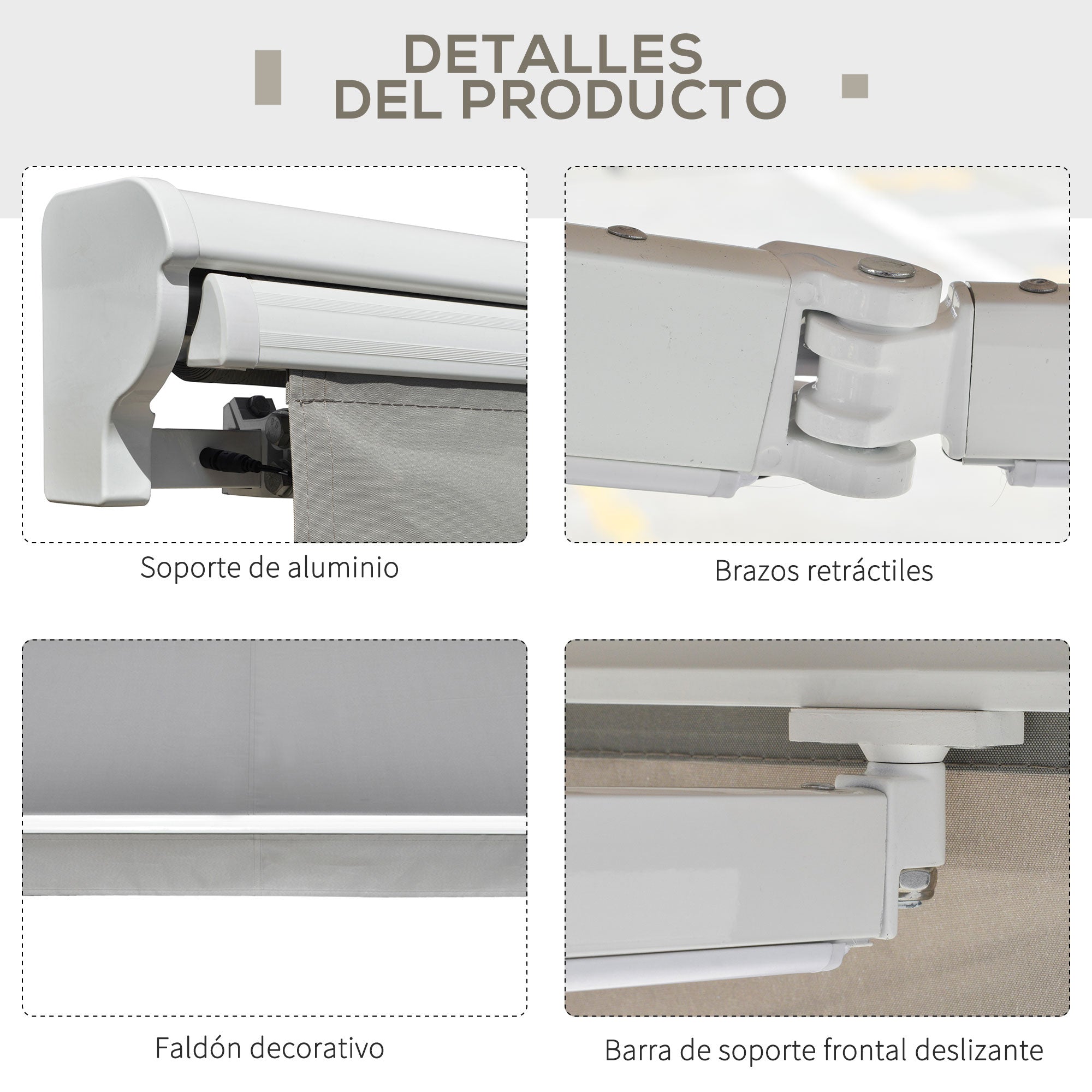 Toldo Retrátil 250x200 cm Cinzento com Luzes LED
