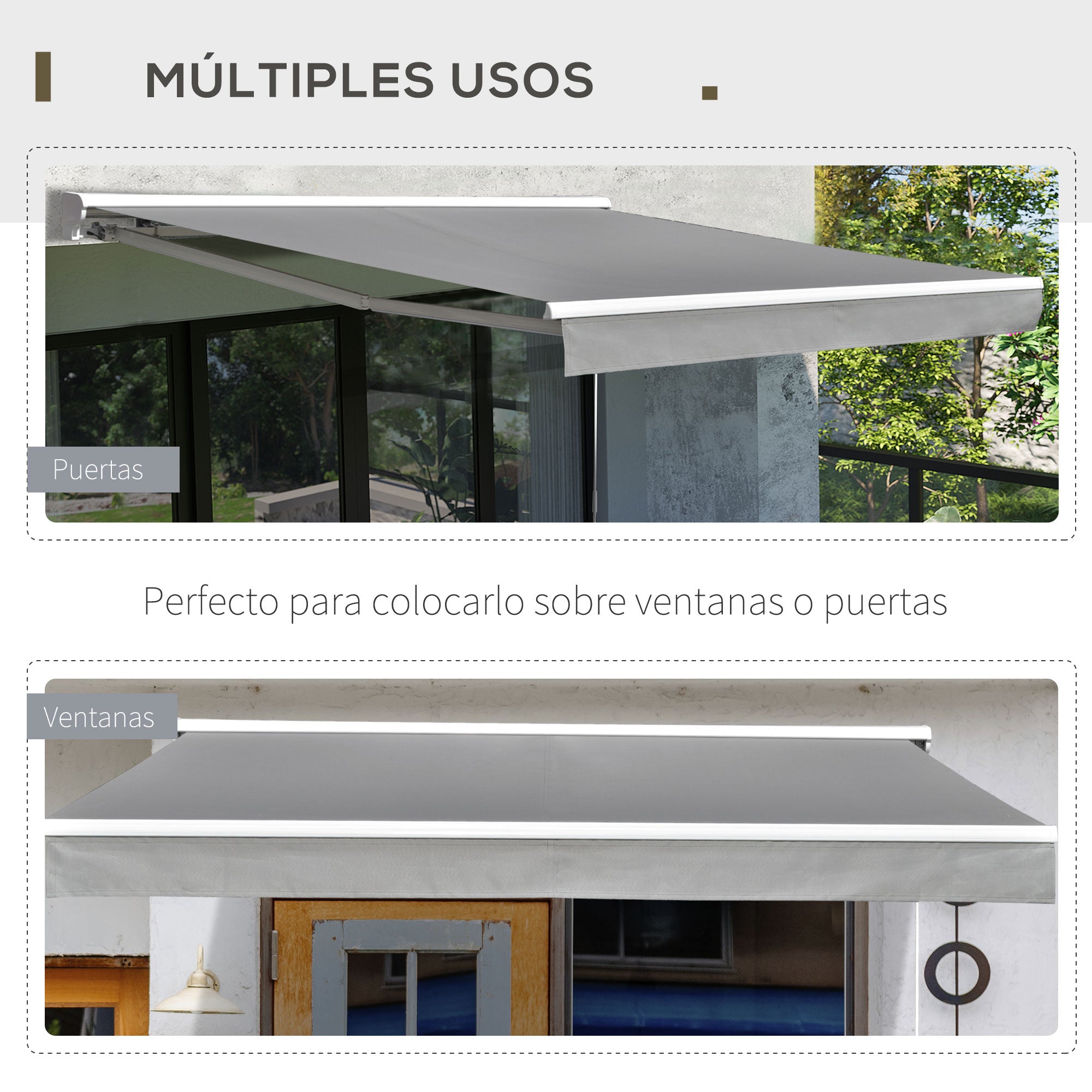 Toldo Retrátil 250x200 cm Cinzento com Luzes LED