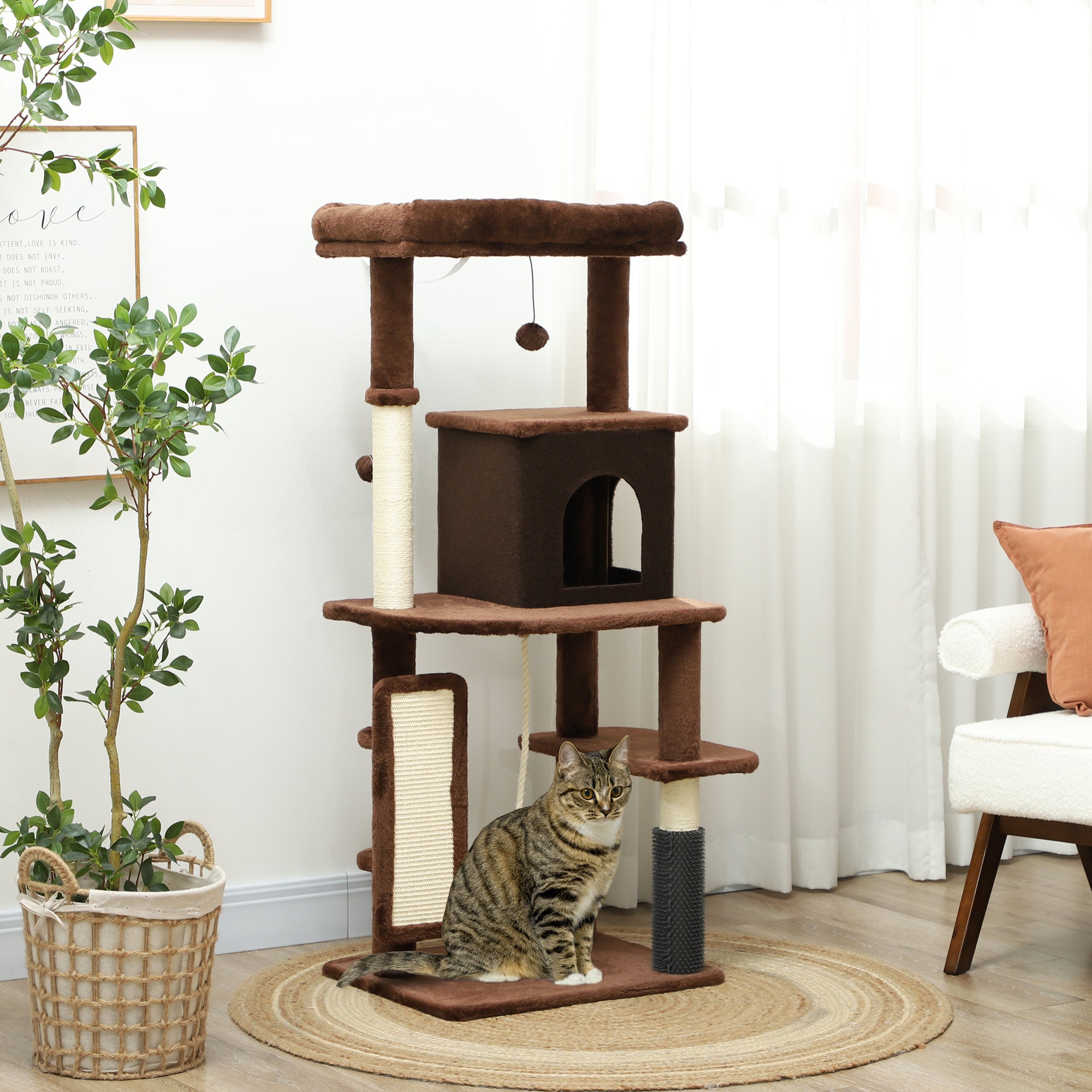 Arranhador para Gatos Grande 55x44x132 cm - Marrom