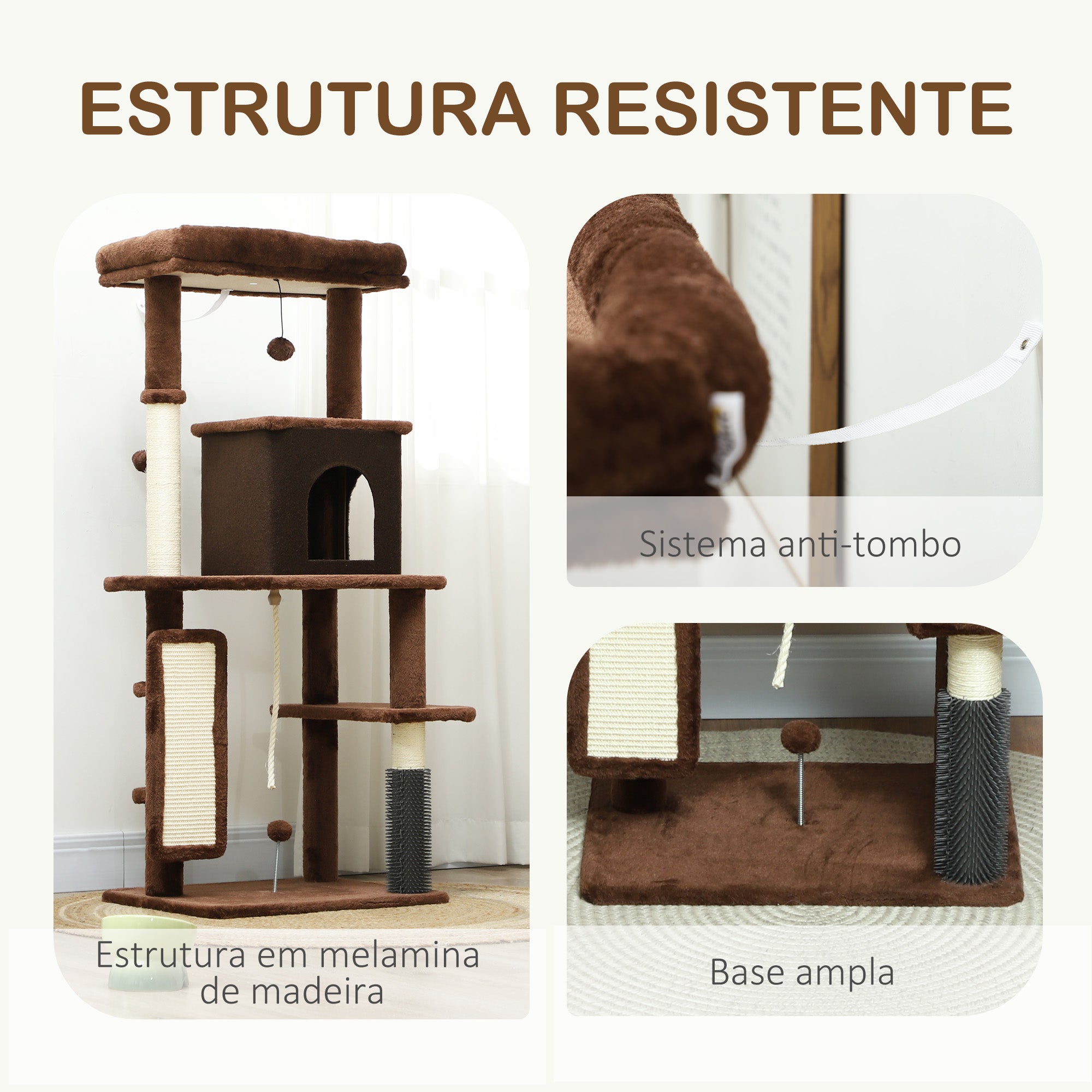 Arranhador para Gatos Grande 55x44x132 cm - Marrom