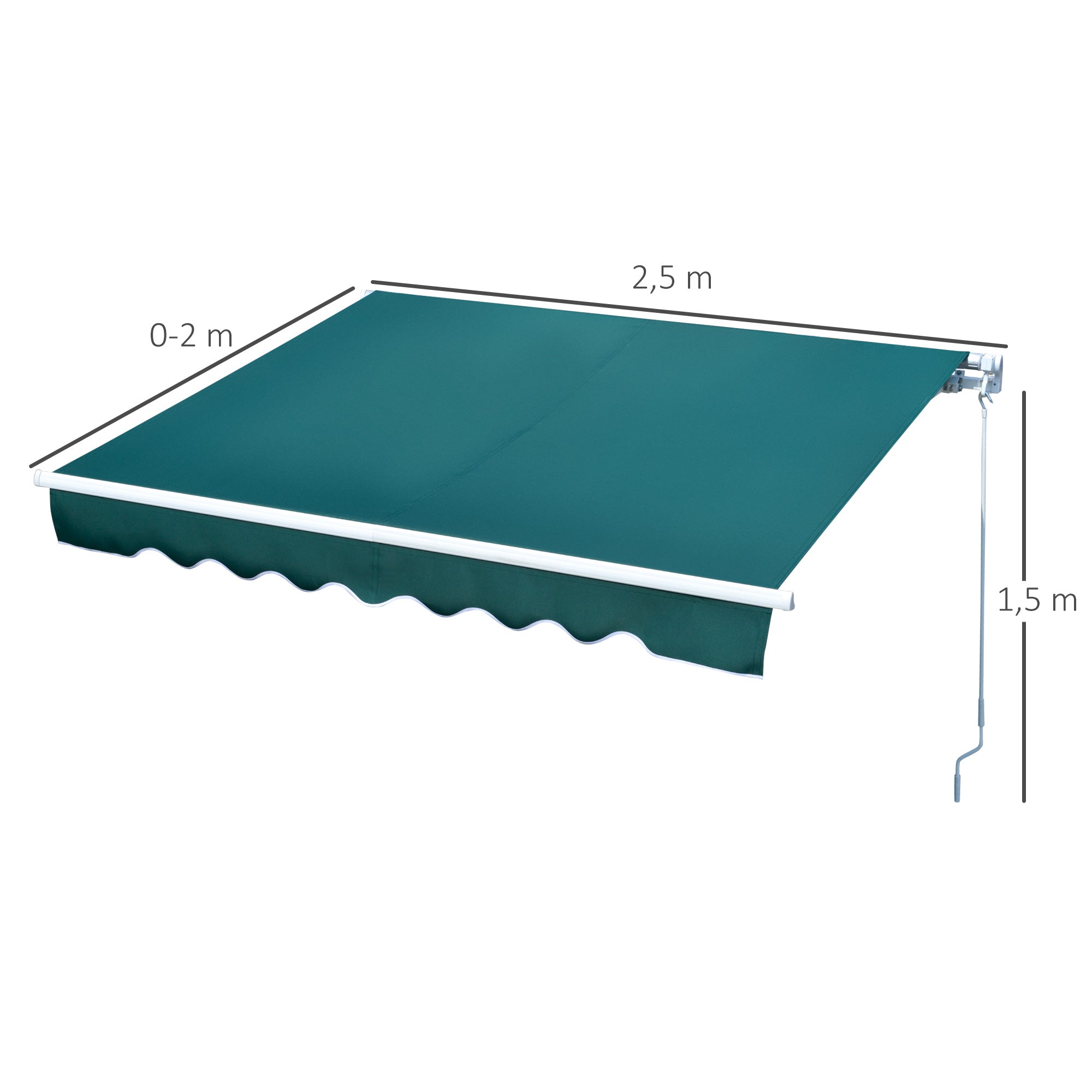 Toldo Retrátil Manual 250x200 cm - Verde Escuro