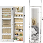 Armário Joalheiro de Parede com Luzes LED e Fechadura 37x10,5x108 cm - Branco