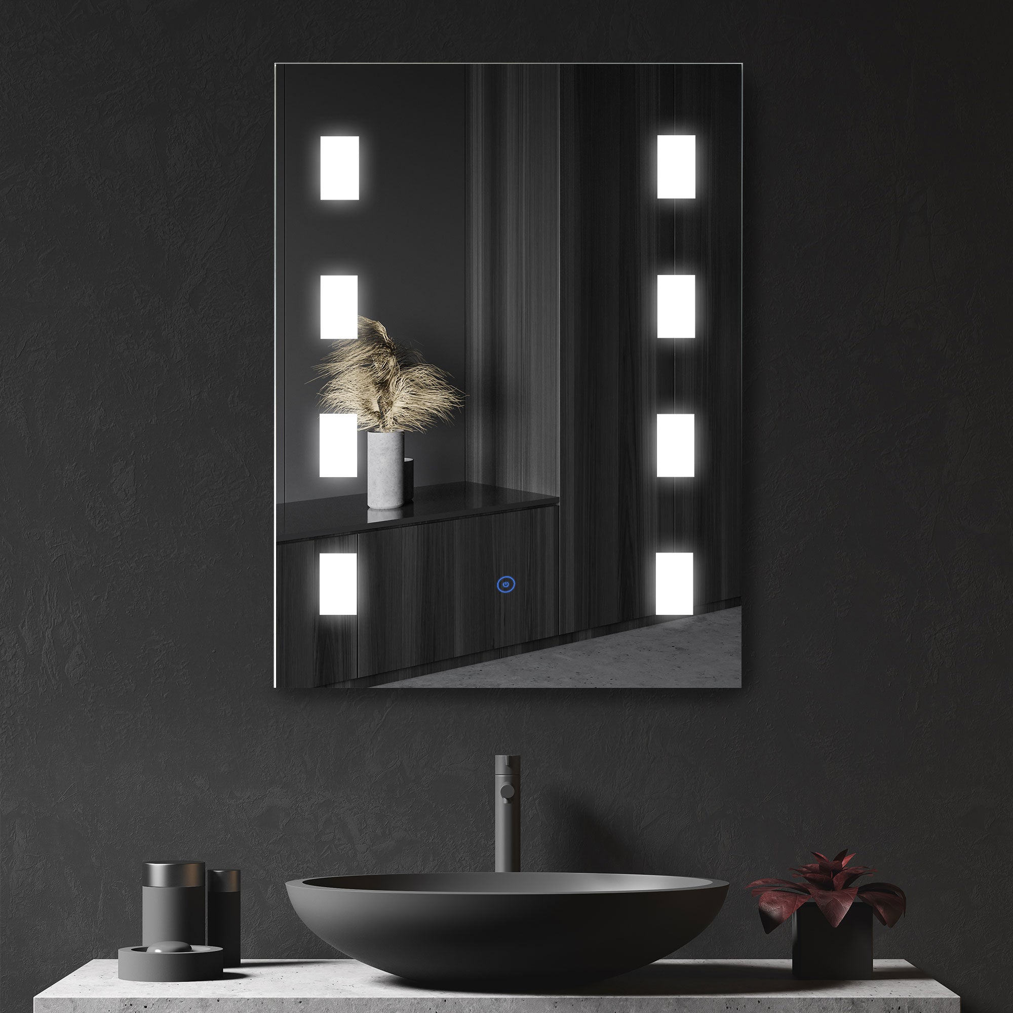 Espelho Casa de Banho LED 70x50 cm Prata
