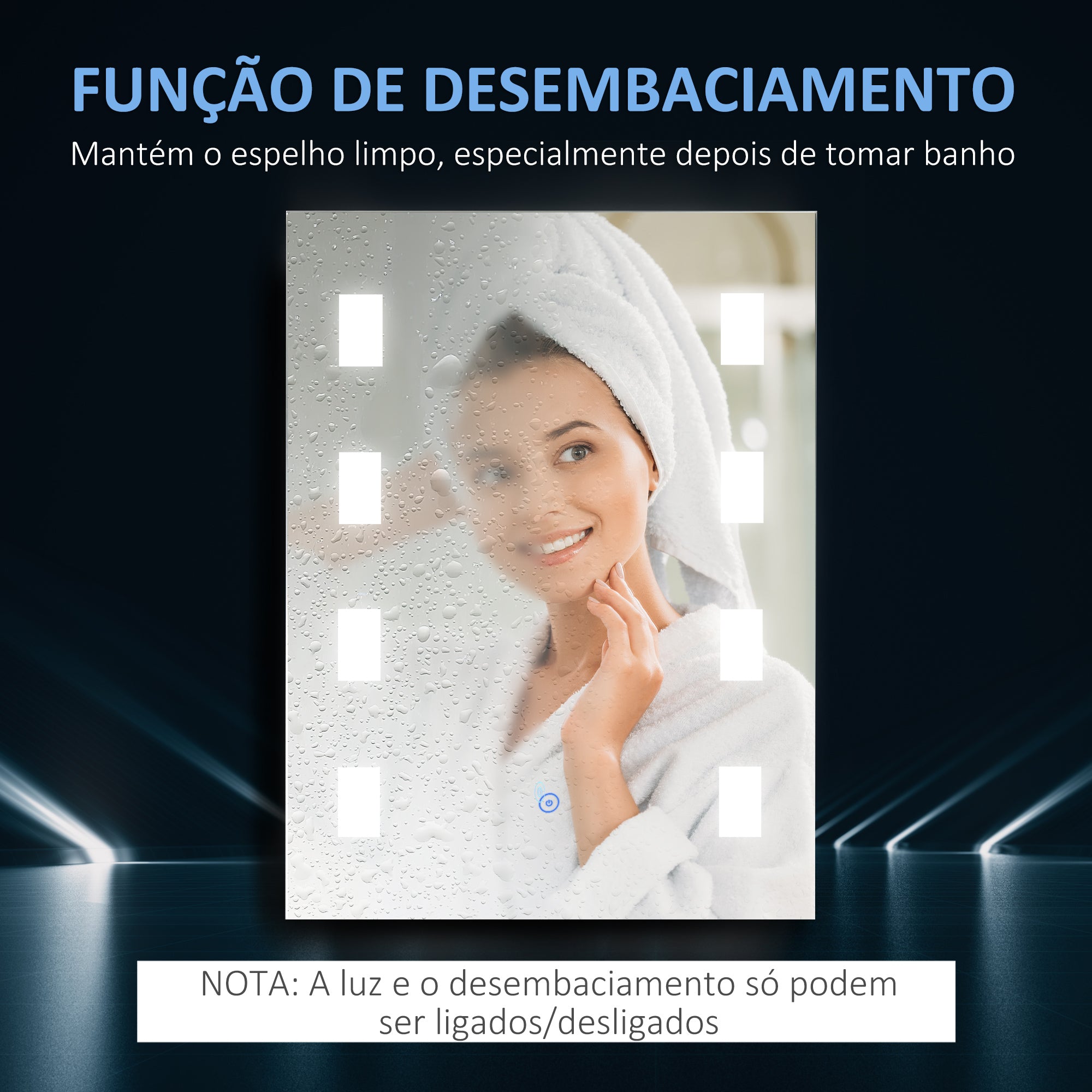 Espelho Casa de Banho LED 70x50 cm Prata