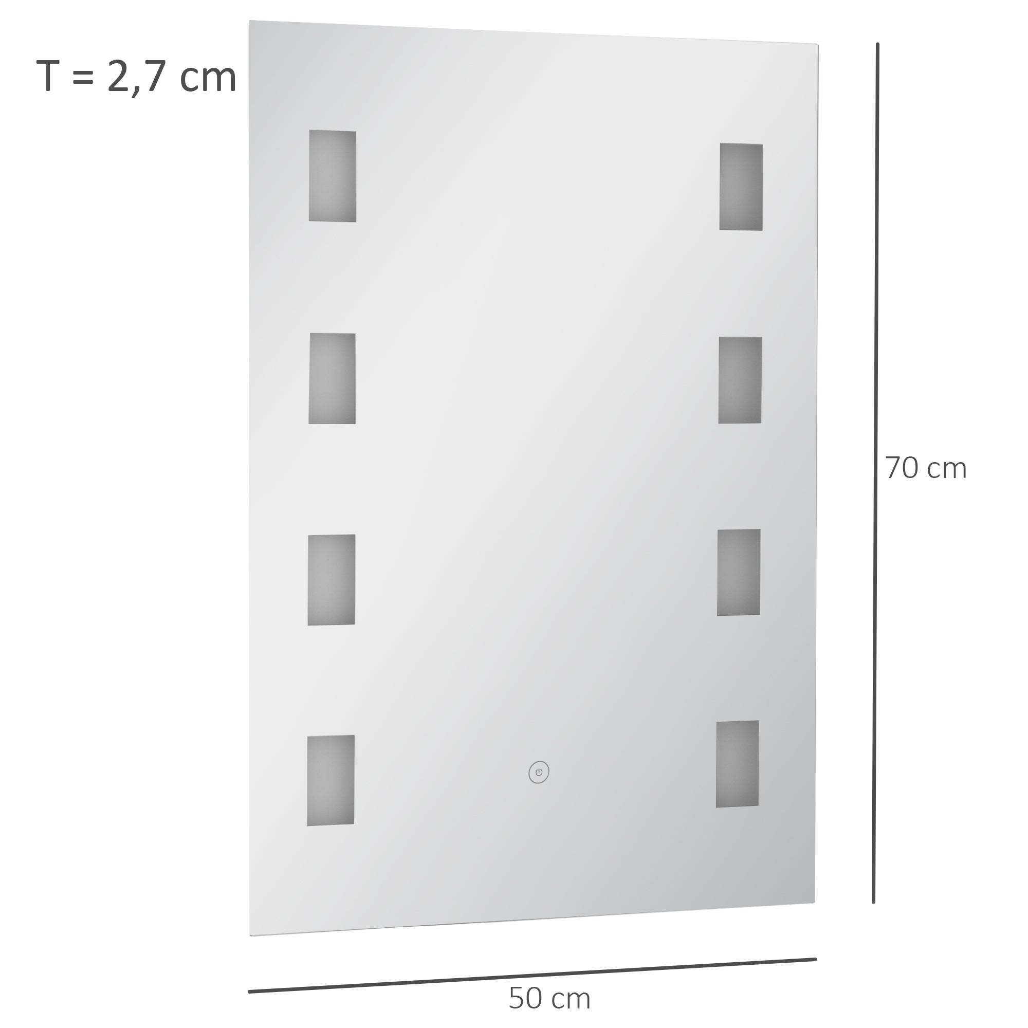 Espelho Casa de Banho LED 70x50 cm Prata