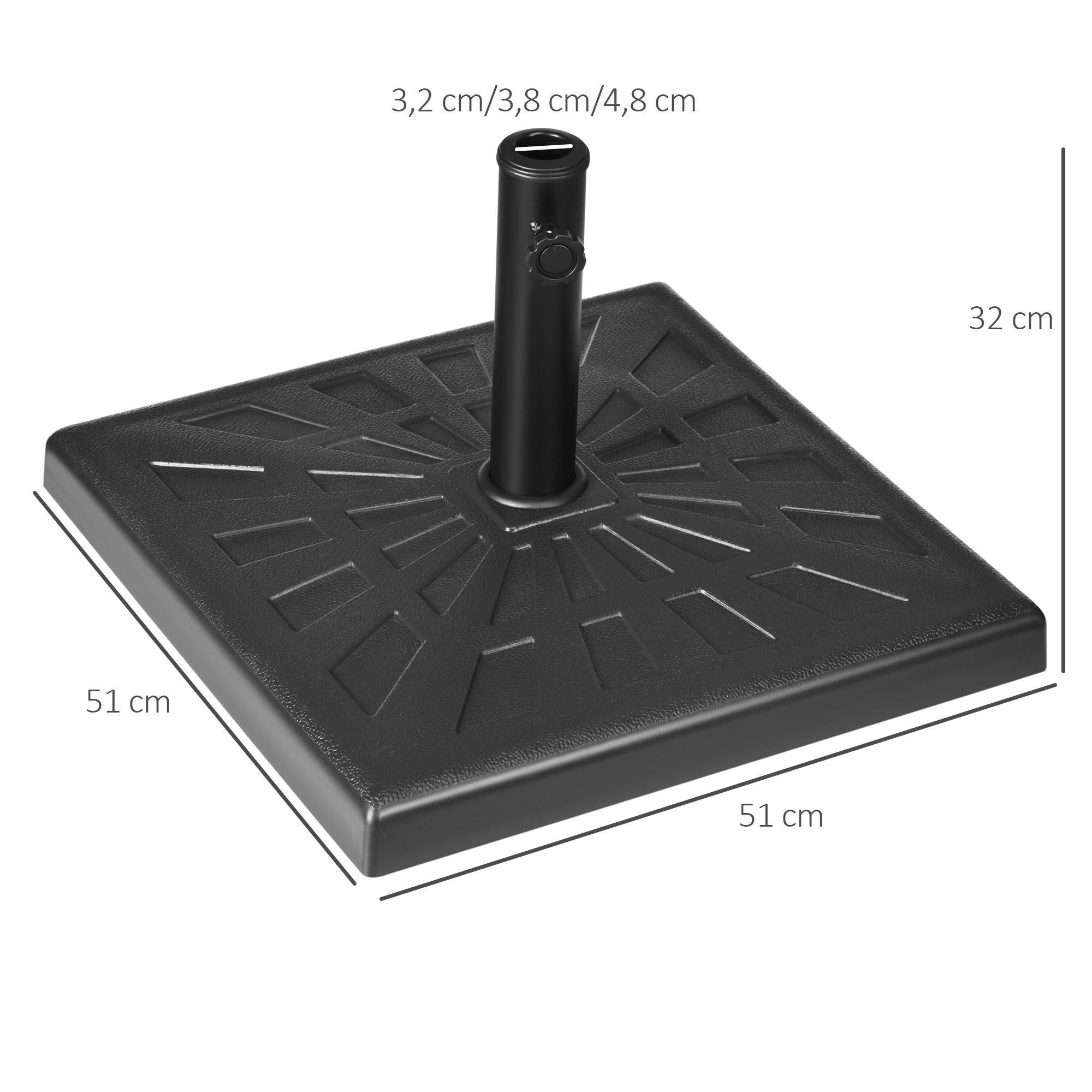 Base para Chapéu de Sol – 51x51x32 cm – Preto – Resina