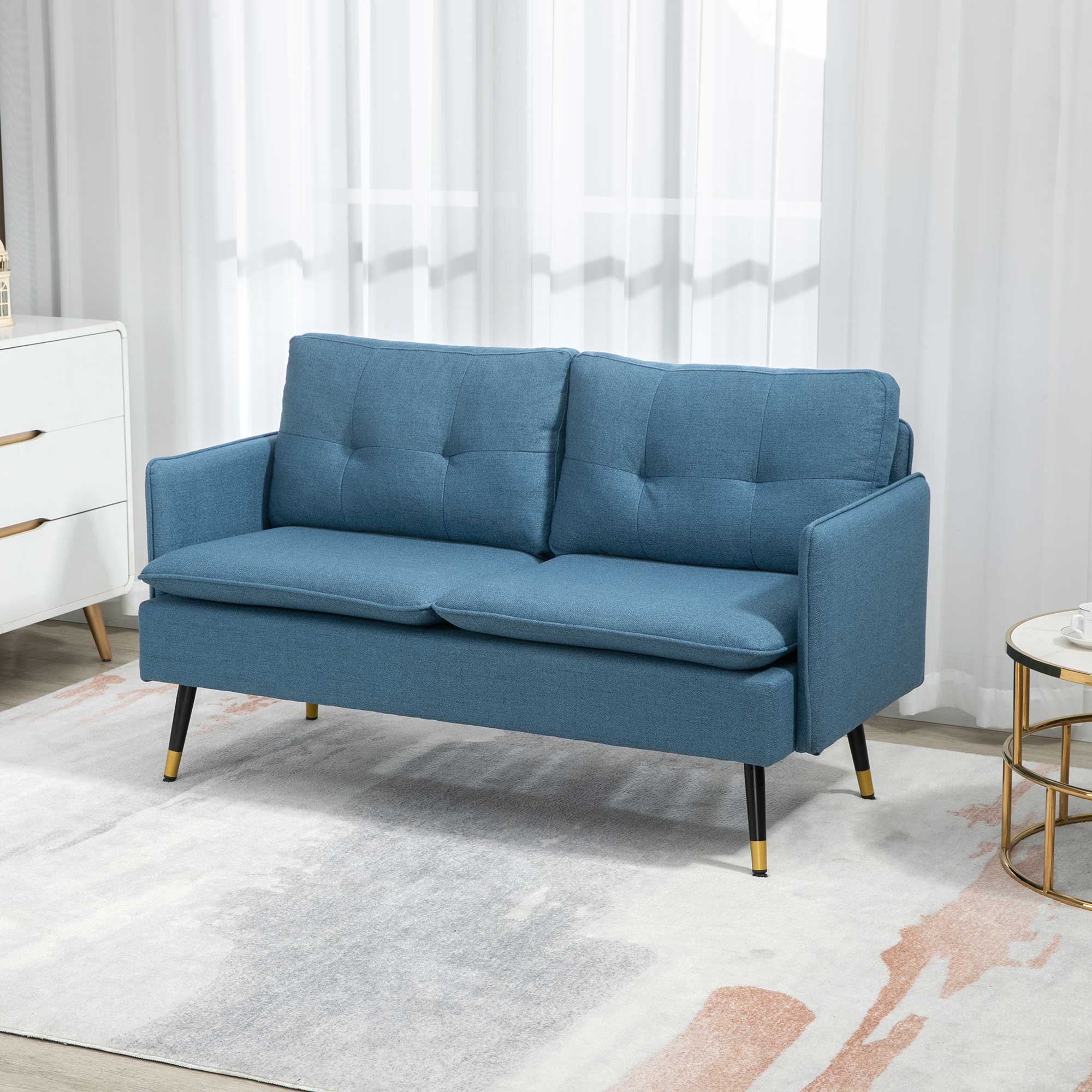Sofá de 2 Lugares Azul 139x68x80 cm - Moderno e Confortável