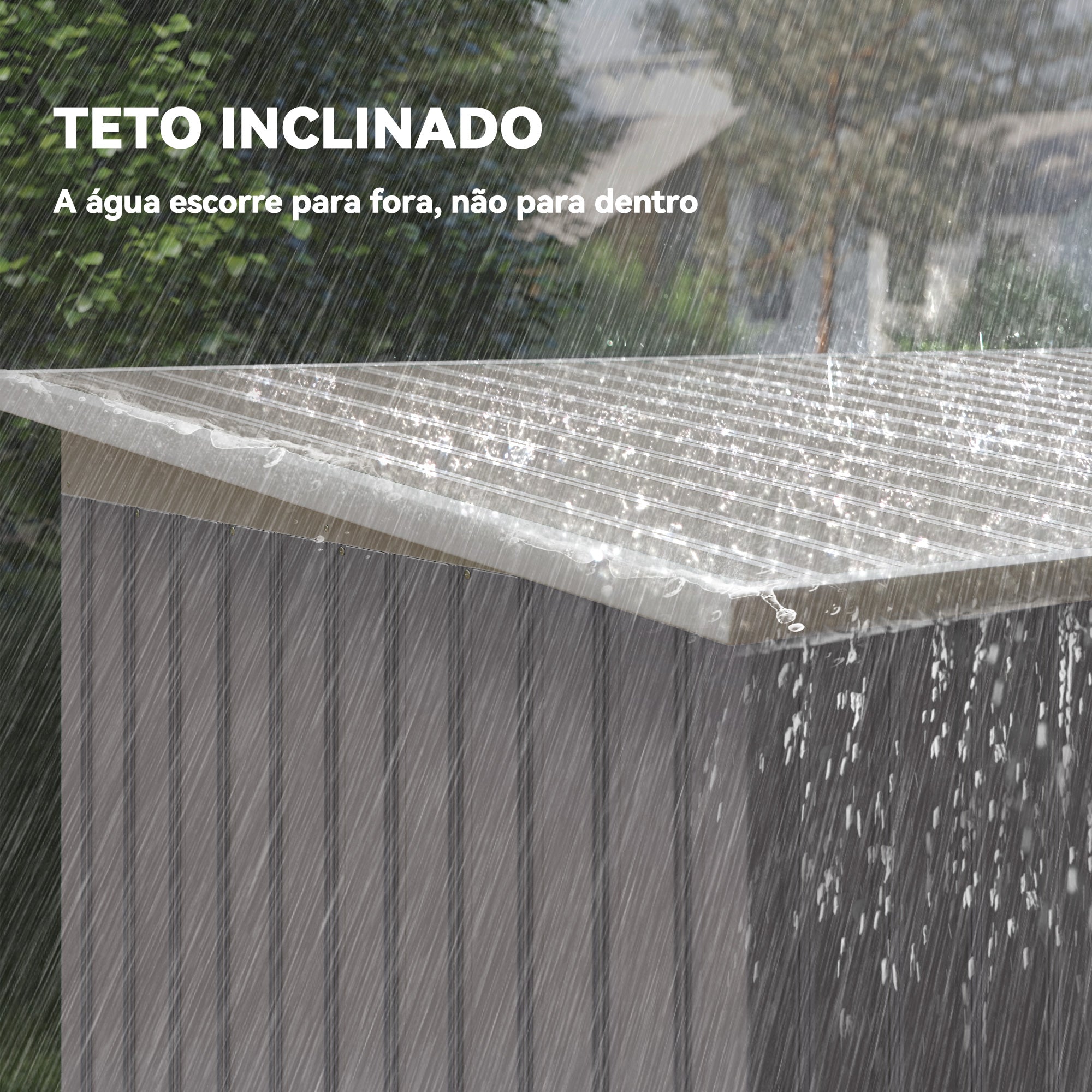 Abrigo de Jardim 280x130x172 cm Cinza - Estrutura de Aço Galvanizado