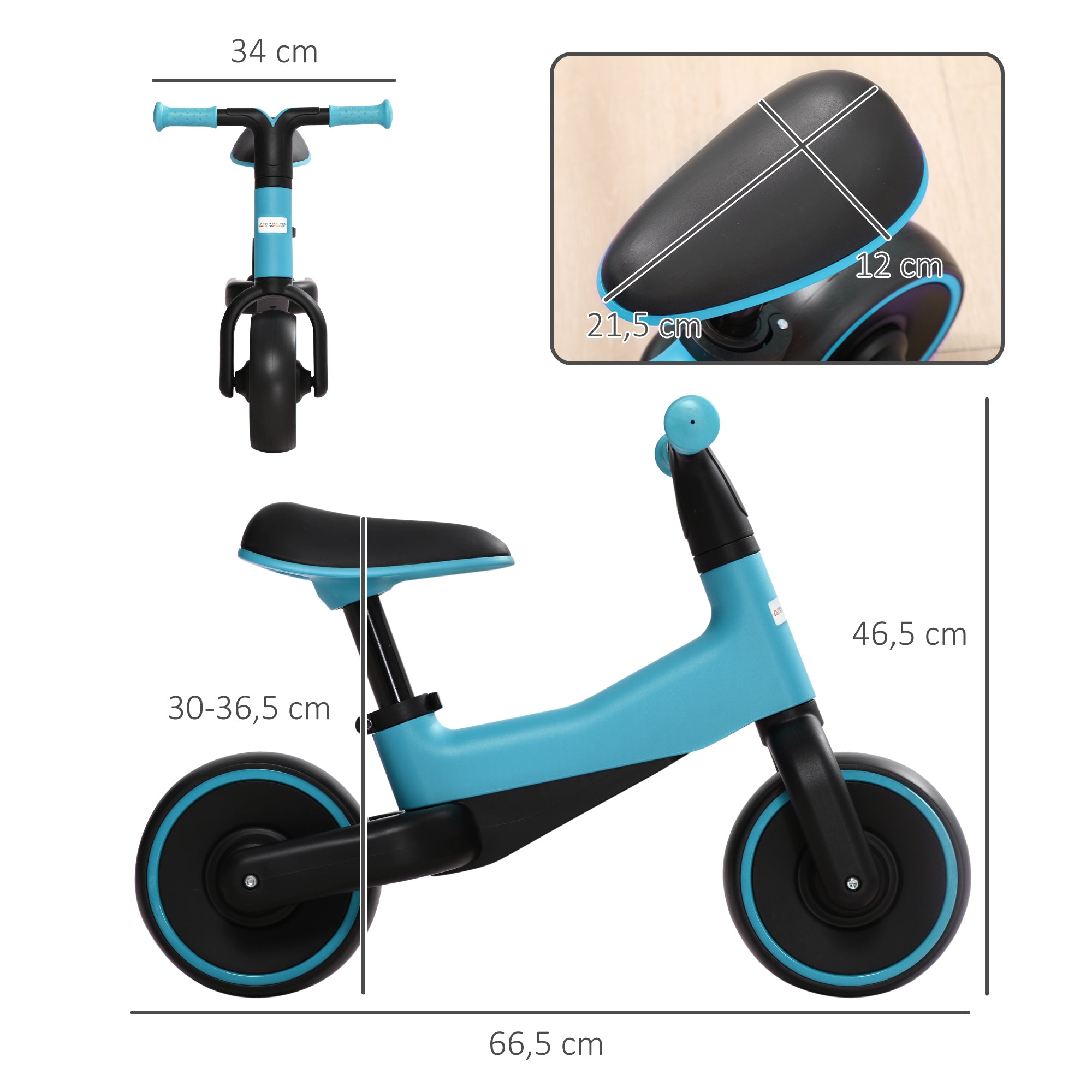 Bicicleta Infantil sem Pedais Azul 66,5x34x46,5 cm