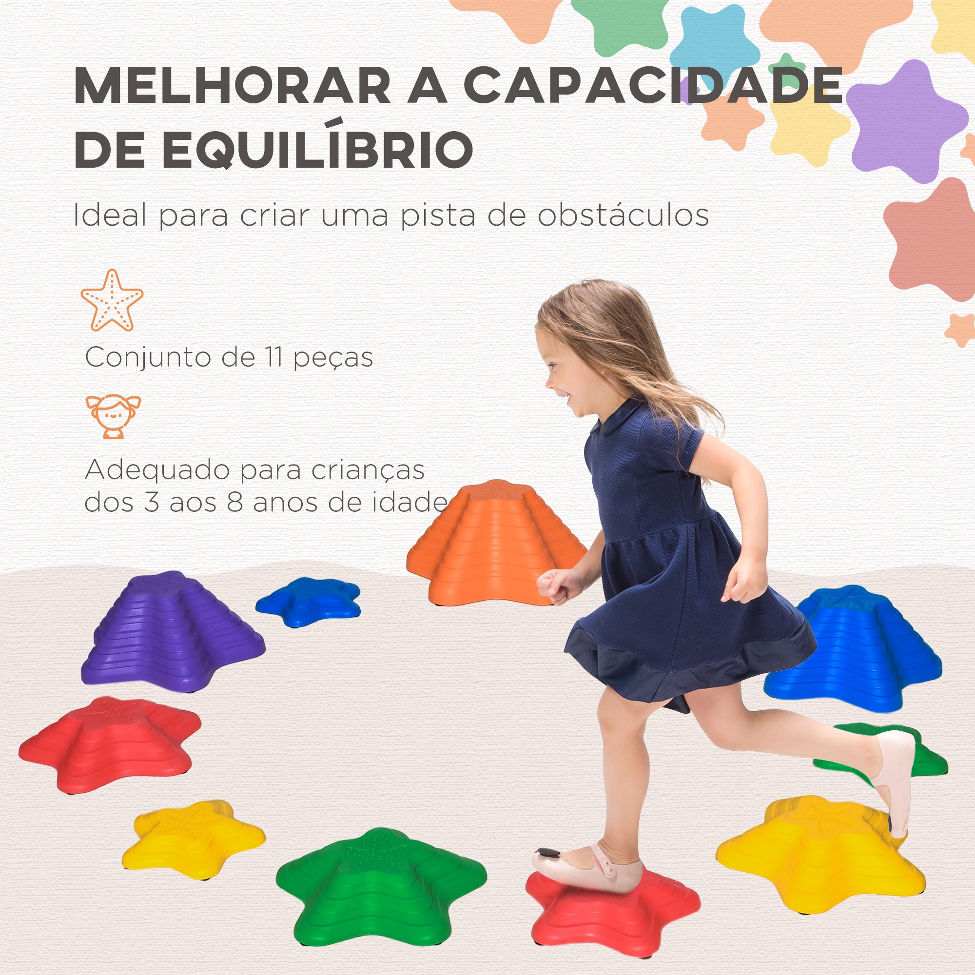 Jogo de Equilíbrio para Crianças – 40,5x40,5x20 cm – Multicor – Polipropileno