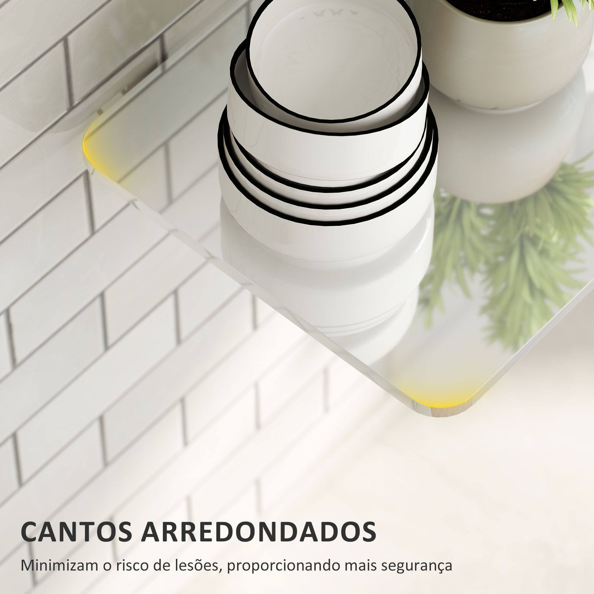 Conjunto de 2 Mesas Dobráveis de Parede - Branco Brilhante 80x40x16,5 cm