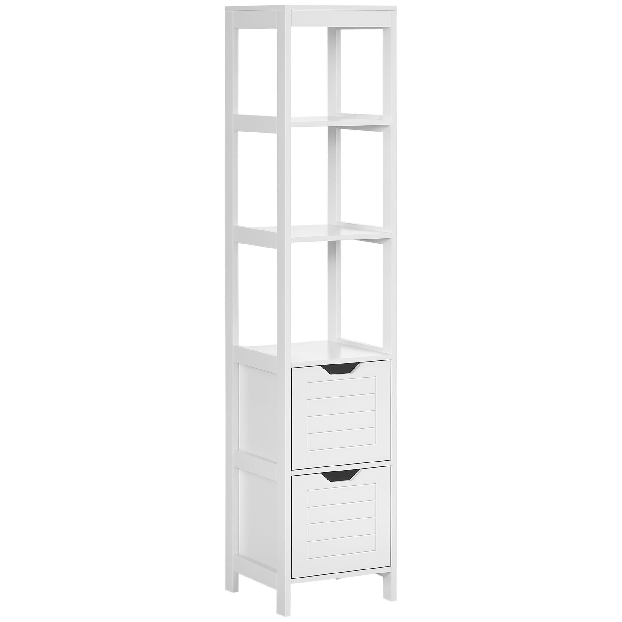 Armário Multiuso 3 Prateleiras e 2 Gavetas - 30x30x144 cm - Branco