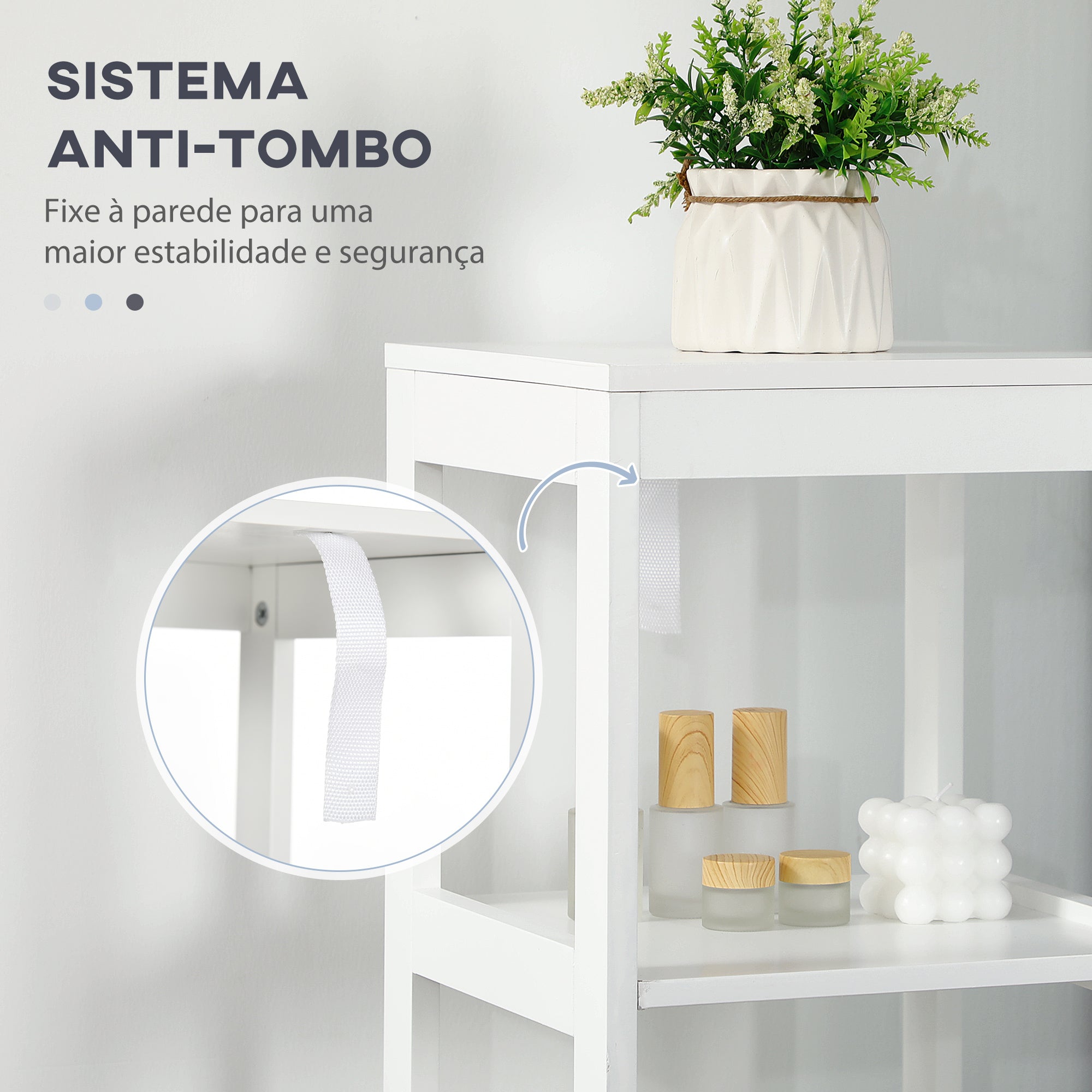 Armário Multiuso 3 Prateleiras e 2 Gavetas - 30x30x144 cm - Branco