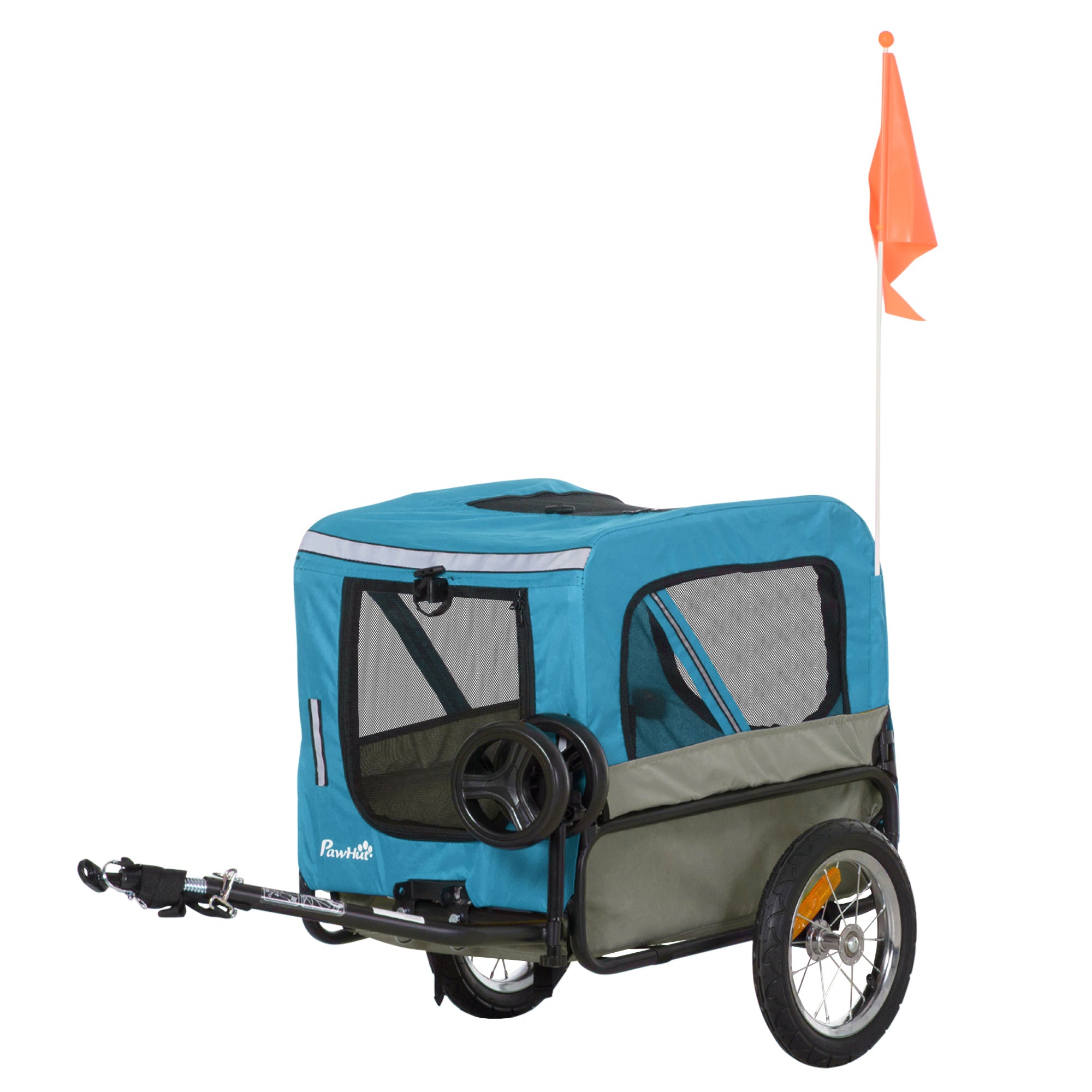 Reboque de Bicicleta 2 em 1 para Cães - Azul 129x55.5x92 cm